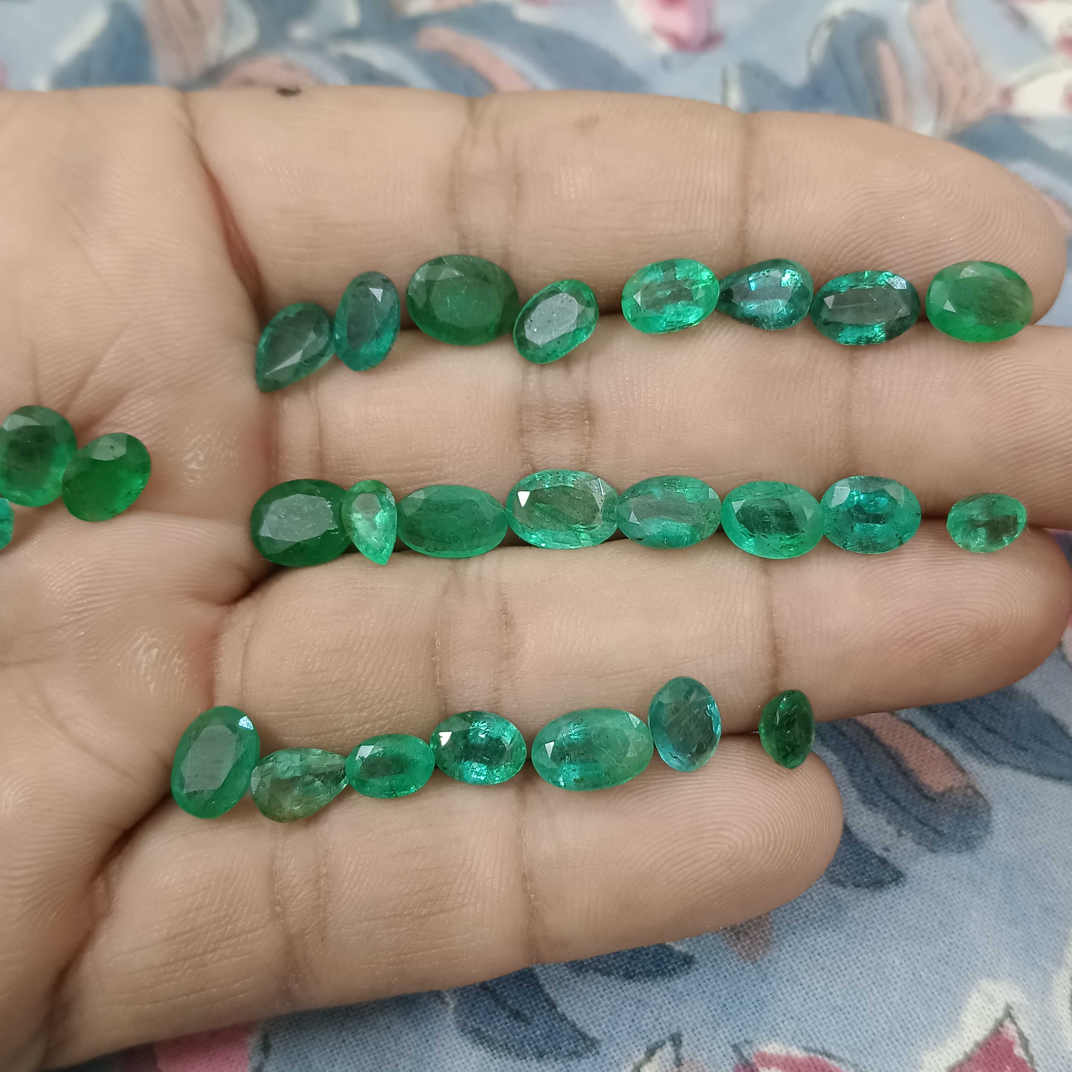 42.5ct medium to deep color multi shape emerald gemstone lot