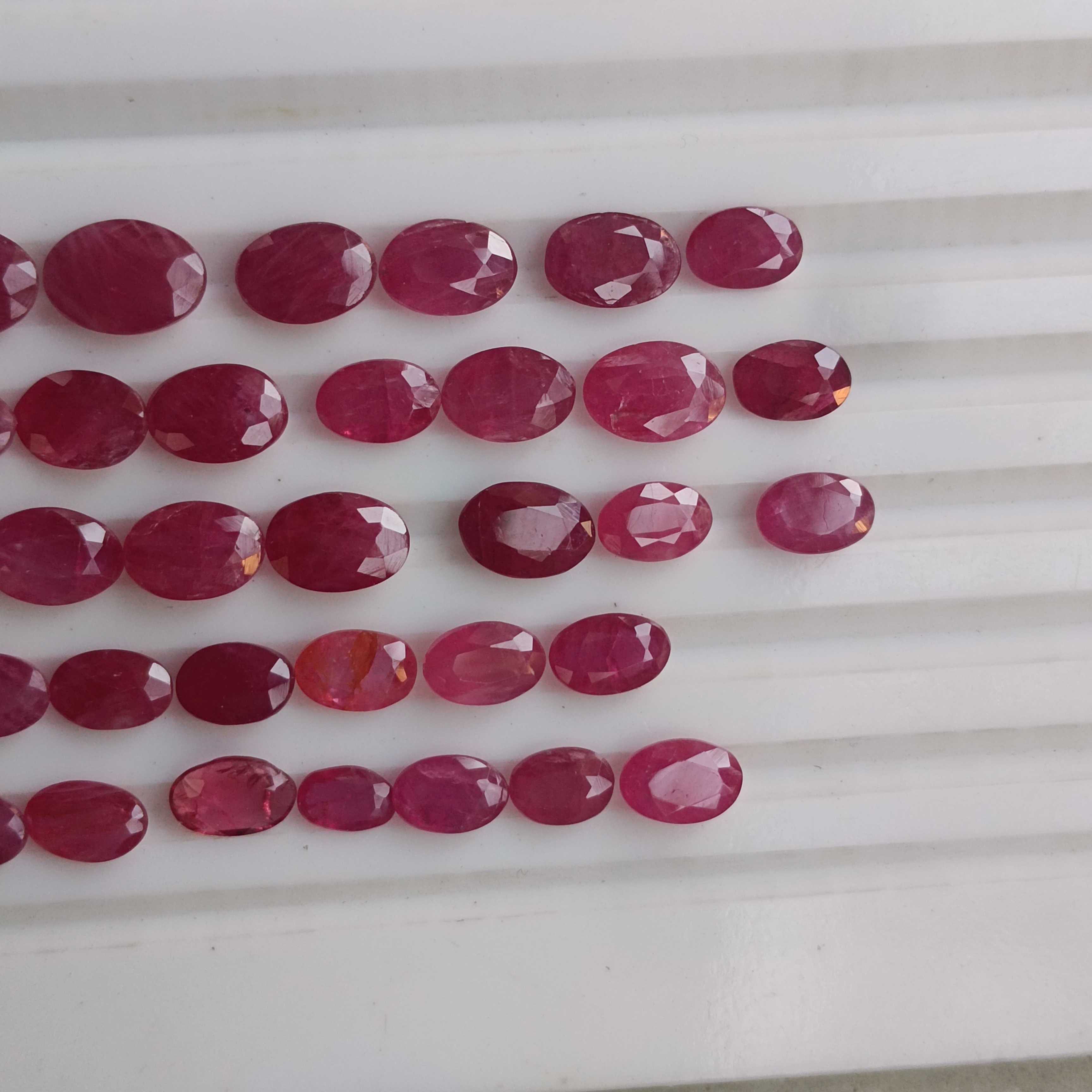 40.37ct red color oval cut unheated African ruby gemstone lot