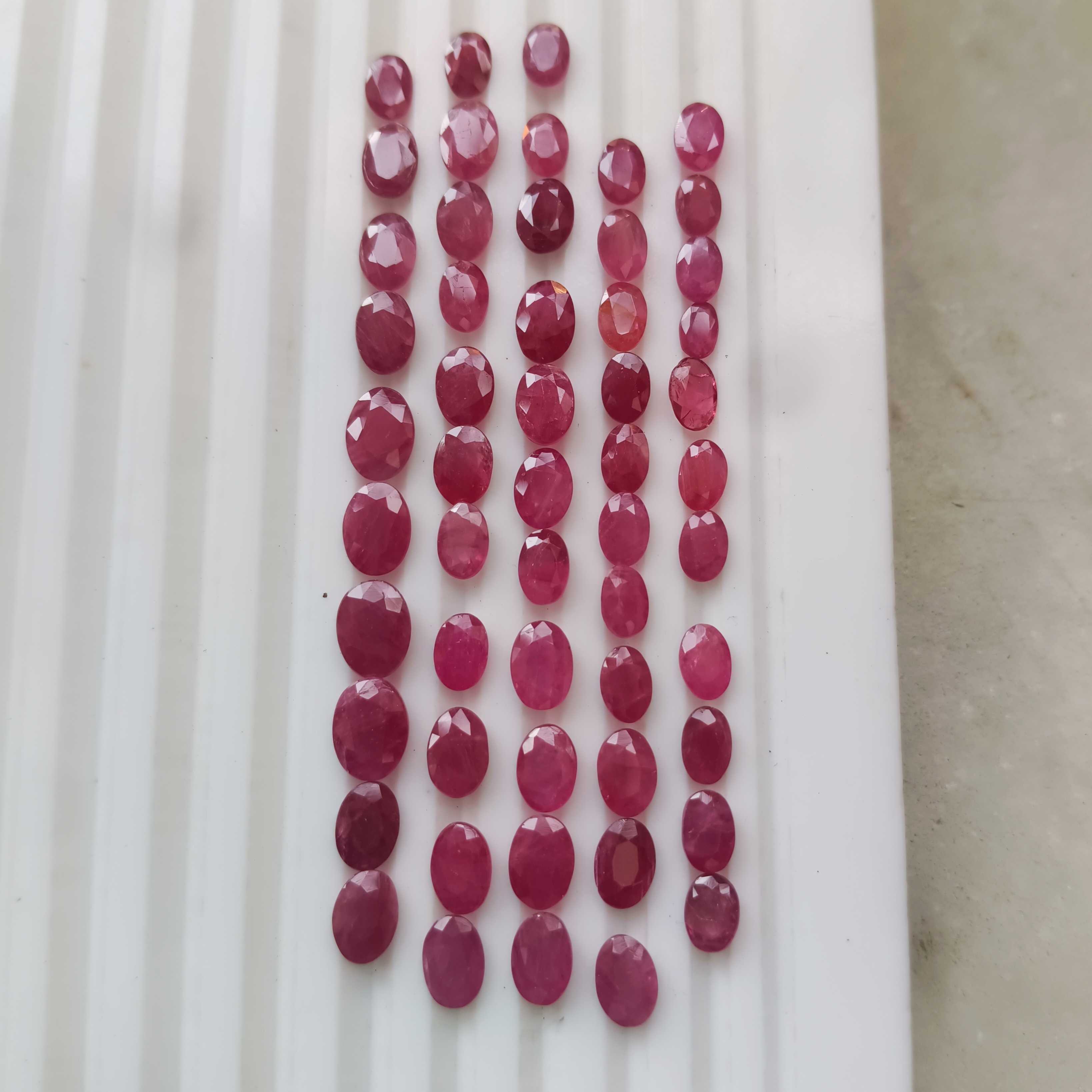 40.37ct red color oval cut unheated African ruby gemstone lot
