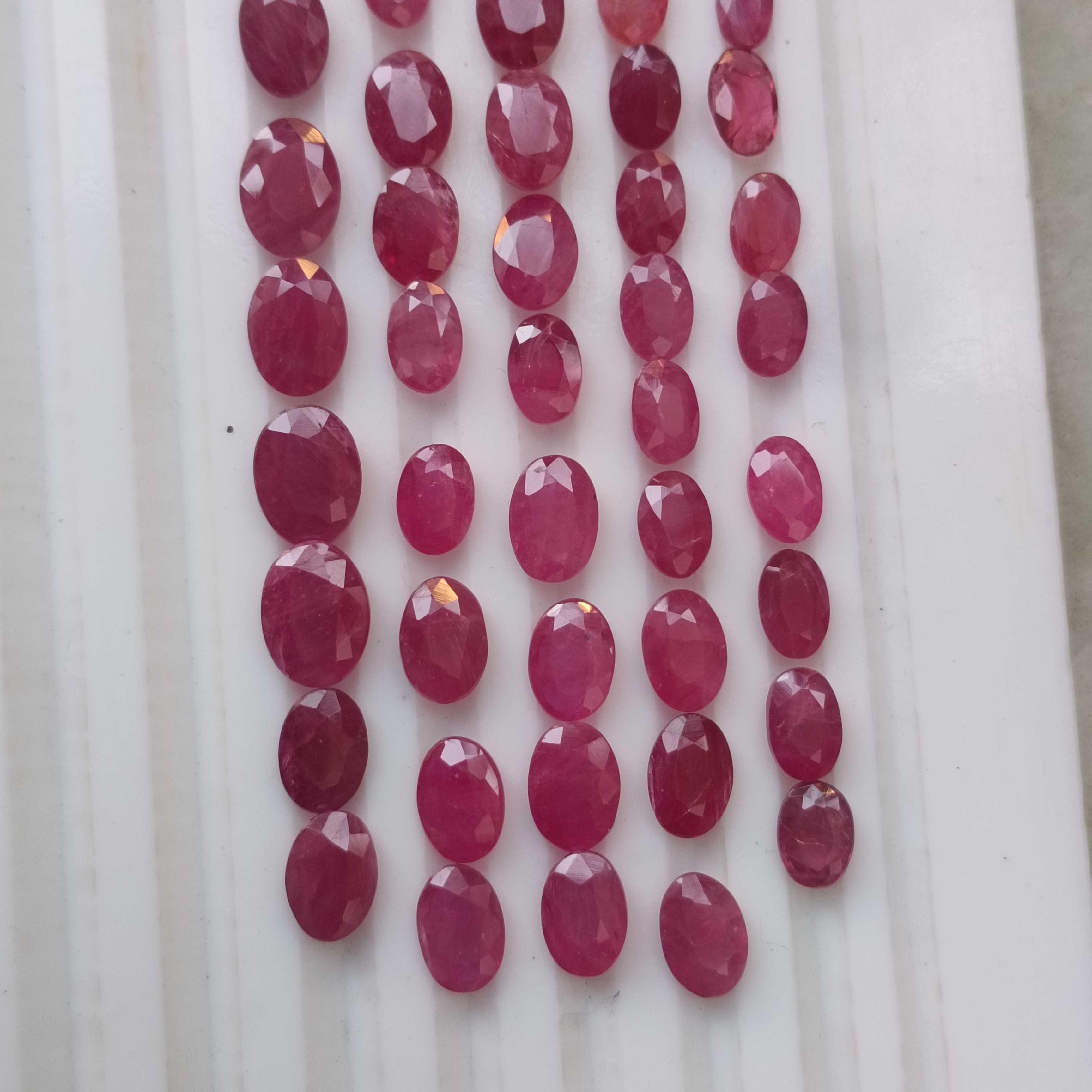 40.37ct red color oval cut unheated African ruby gemstone lot