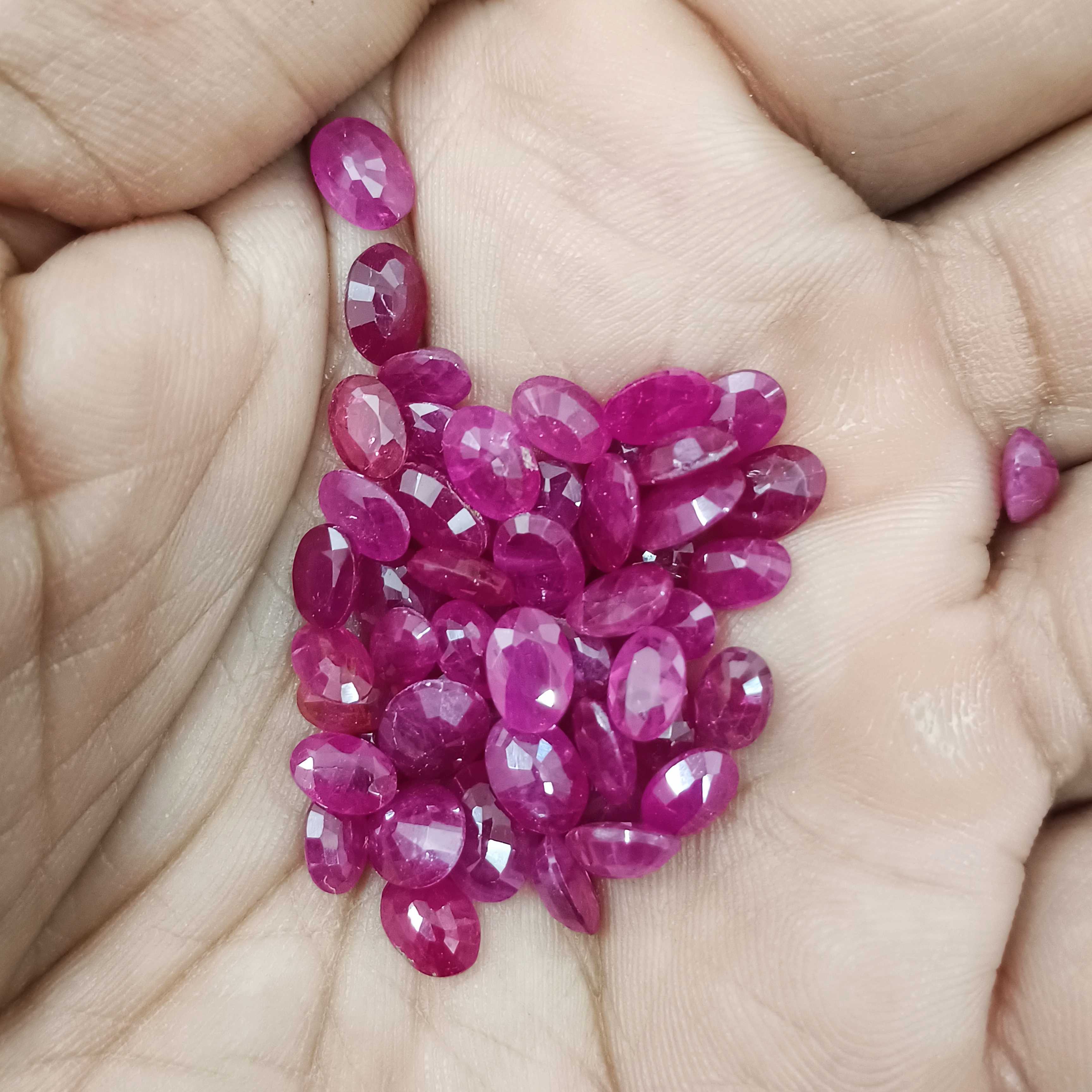 40.37ct red color oval cut unheated African ruby gemstone lot