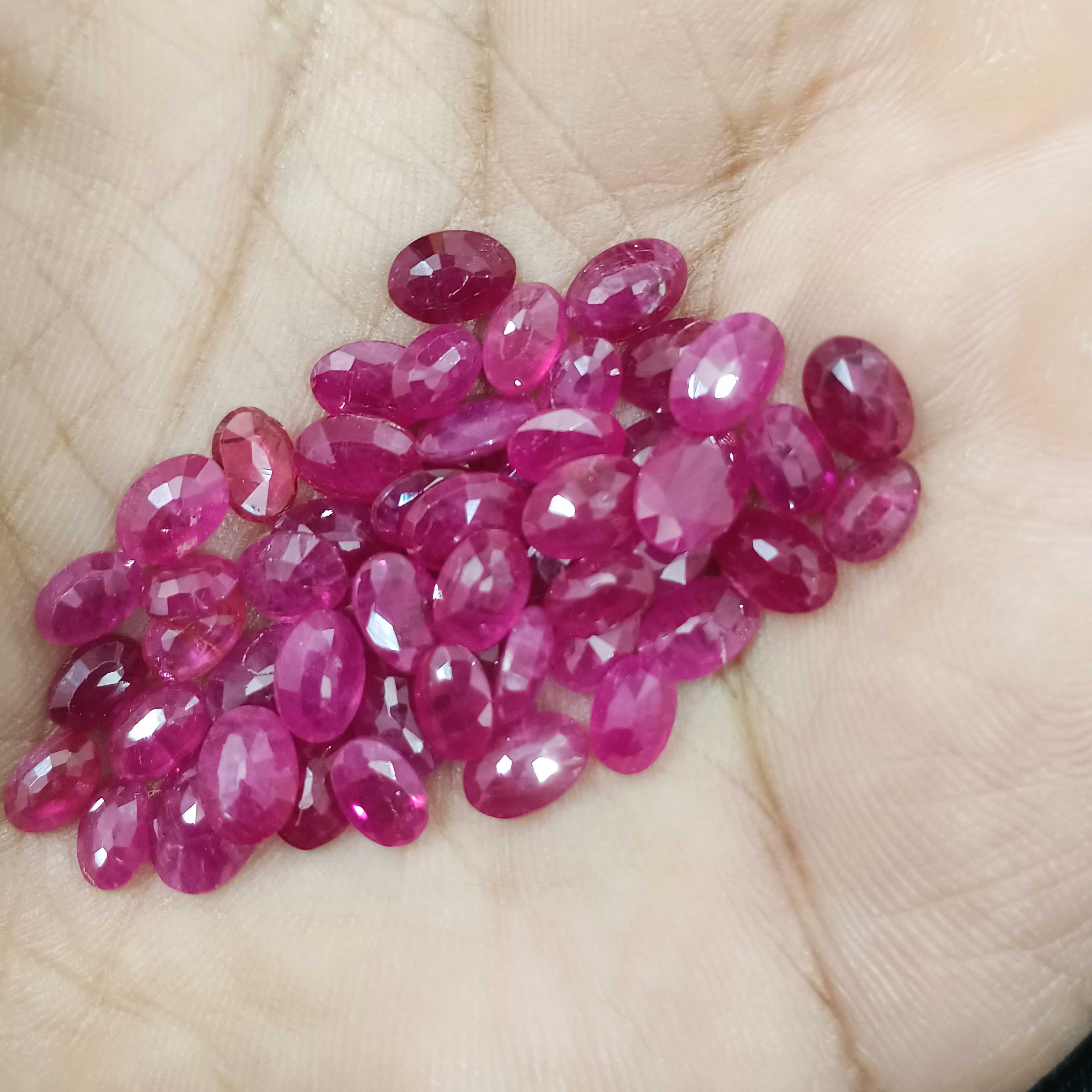 40.37ct red color oval cut unheated African ruby gemstone lot