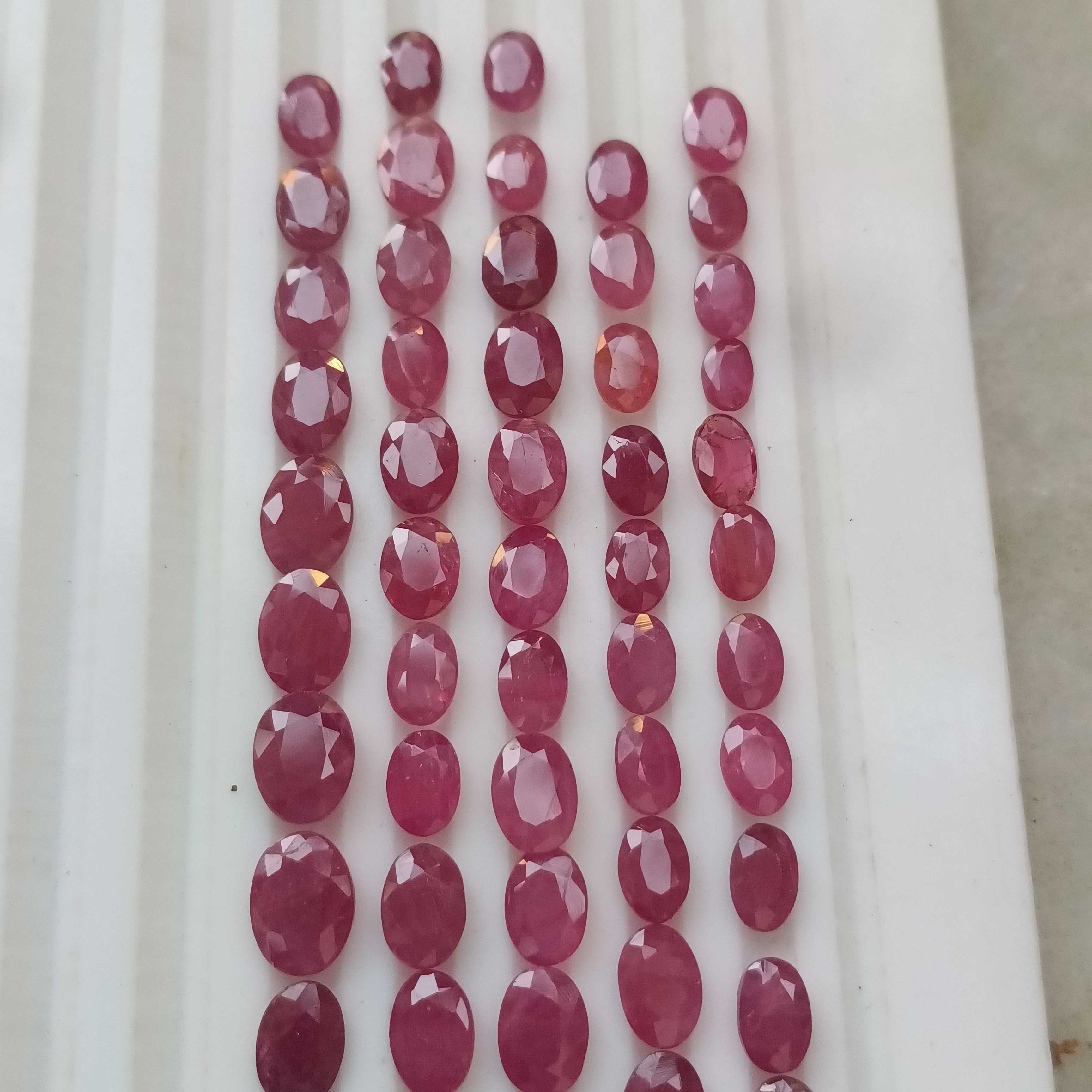 40.37ct red color oval cut unheated African ruby gemstone lot