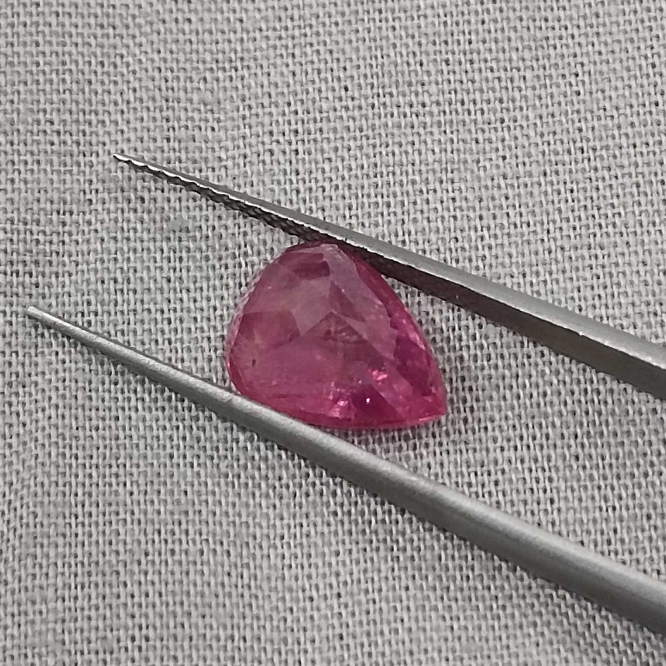 4.12ct GSI (USA) certified pure red colour pear shaped unheated African ruby 