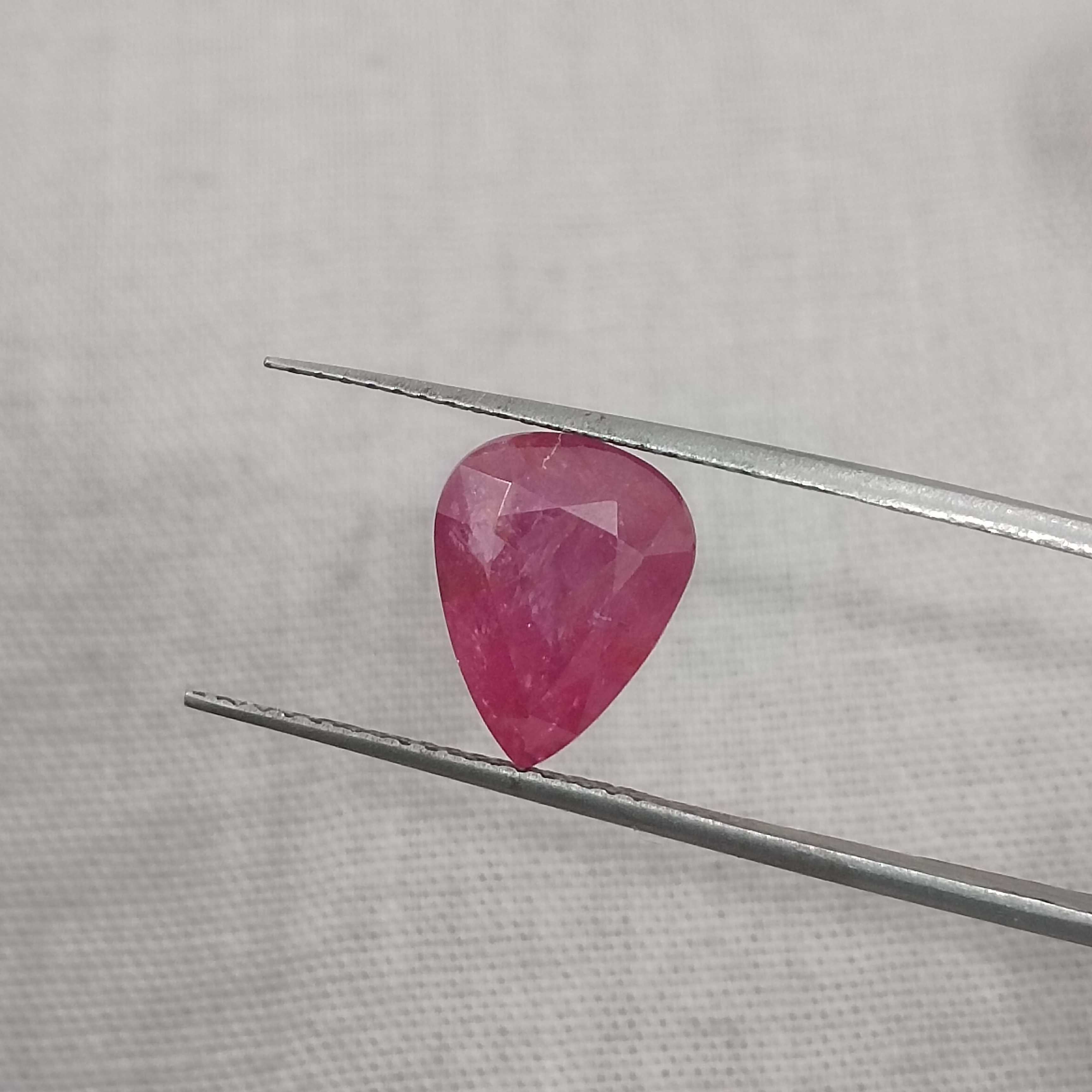 4.12ct GSI (USA) certified pure red colour pear shaped unheated African ruby 