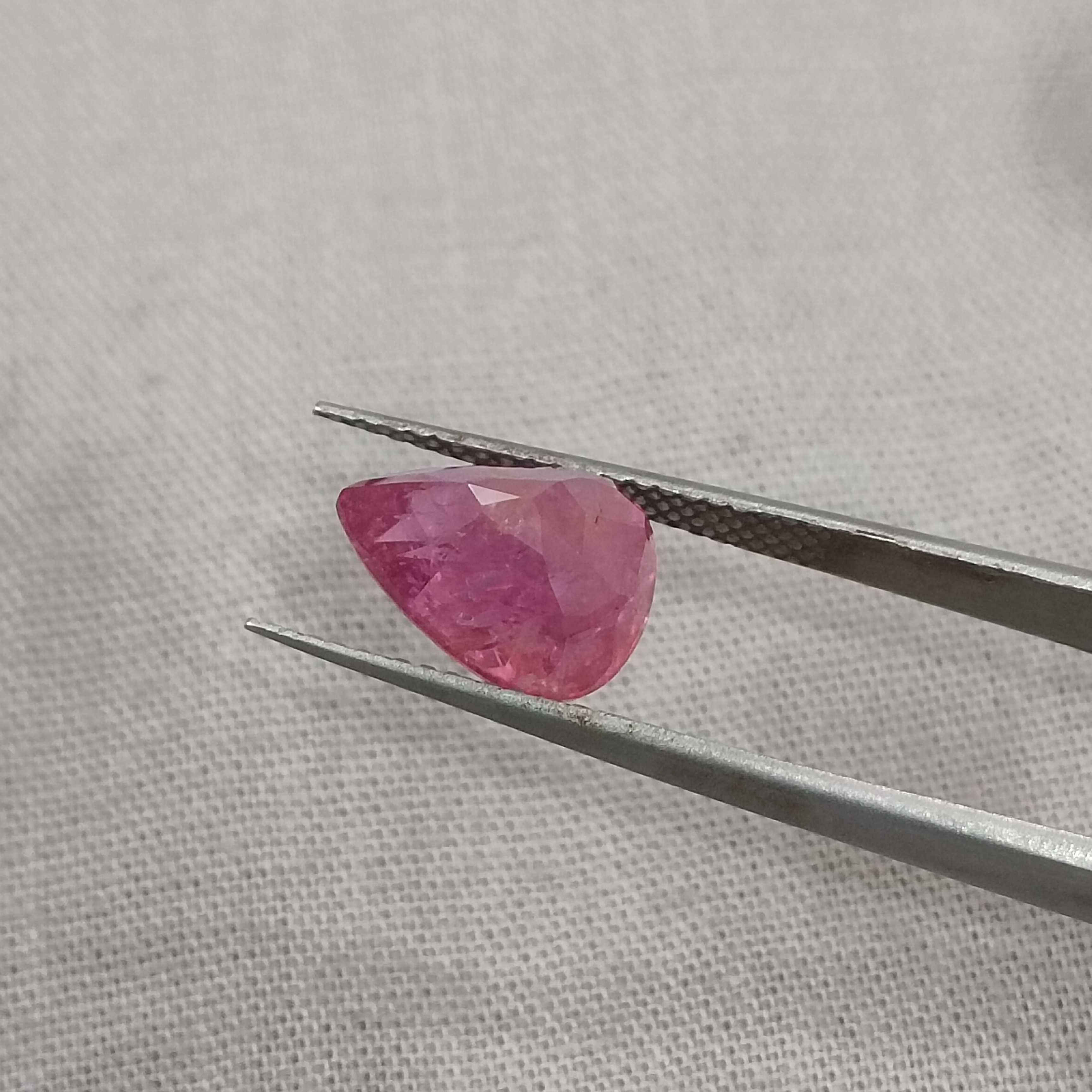 4.12ct GSI (USA) certified pure red colour pear shaped unheated African ruby 