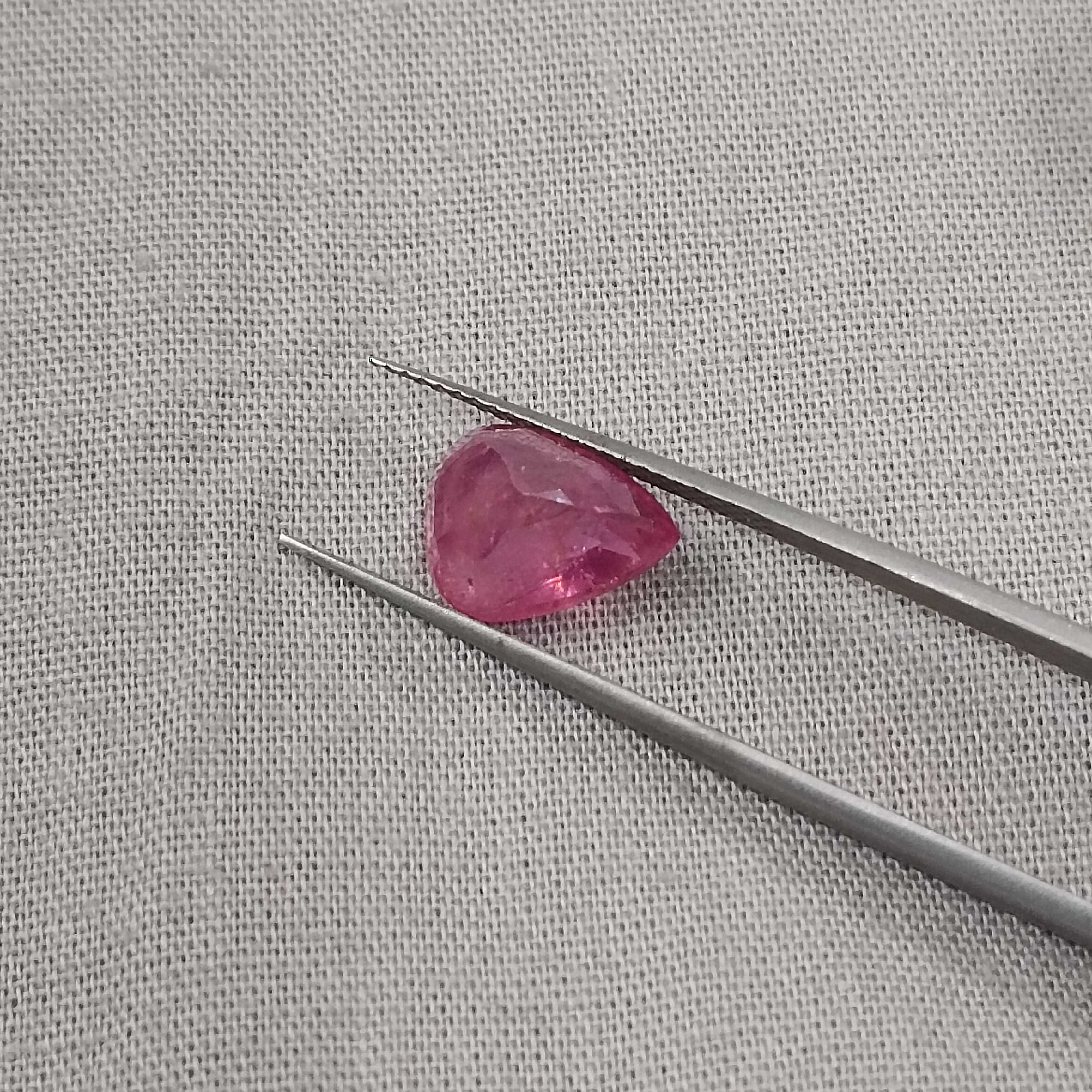 4.12ct GSI (USA) certified pure red colour pear shaped unheated African ruby 