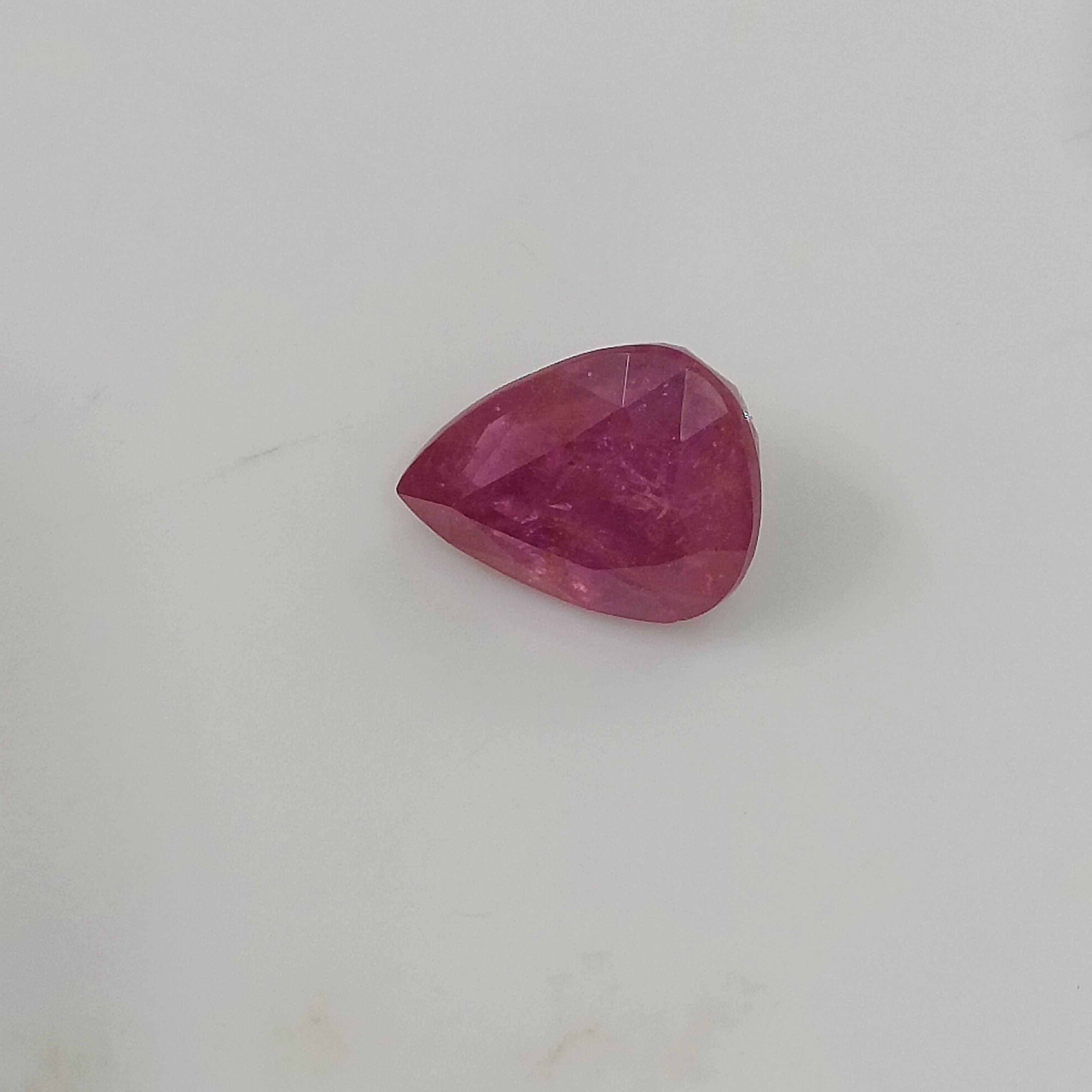 4.12ct GSI (USA) certified pure red colour pear shaped unheated African ruby 