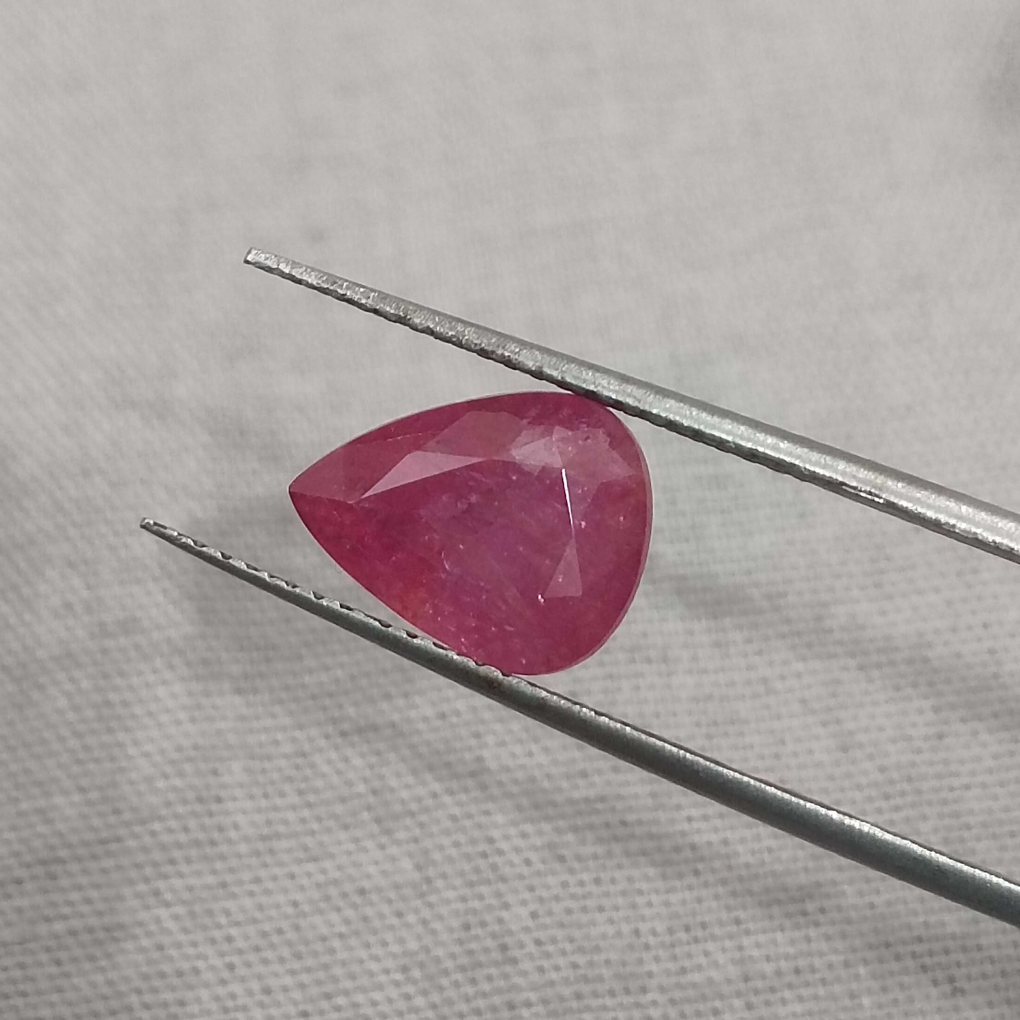 4.12ct GSI (USA) certified pure red colour pear shaped unheated African ruby 