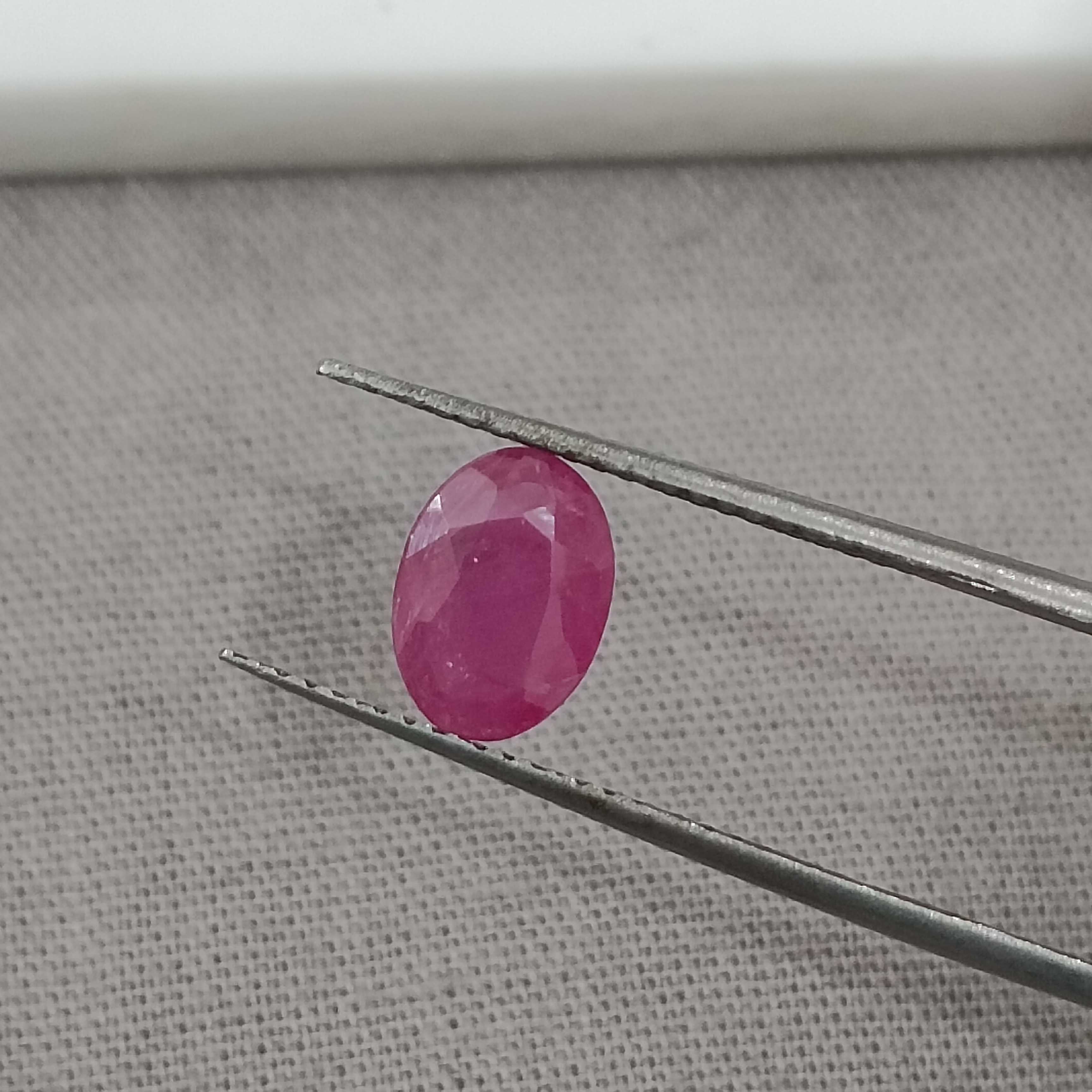 1.08cts GSI certified pinkish red unheated oval cut ruby stone