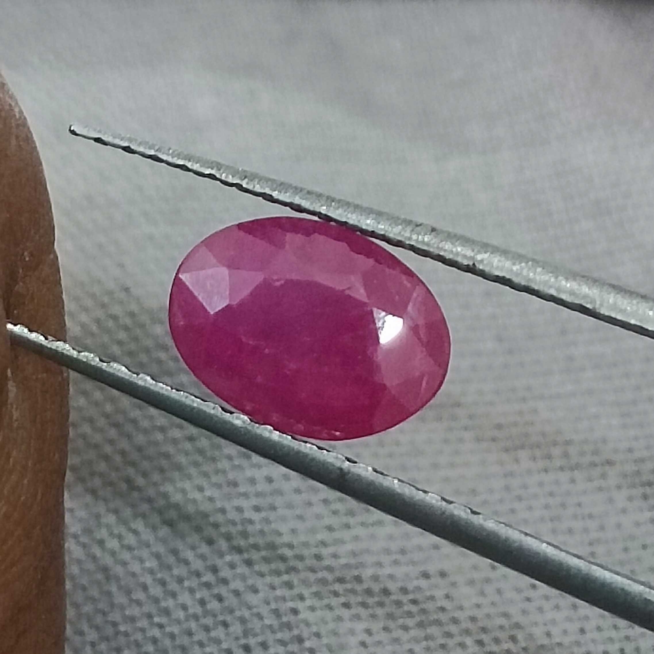 1.34cts certified purplish pinkish red oval cut unheated ruby gem stone/