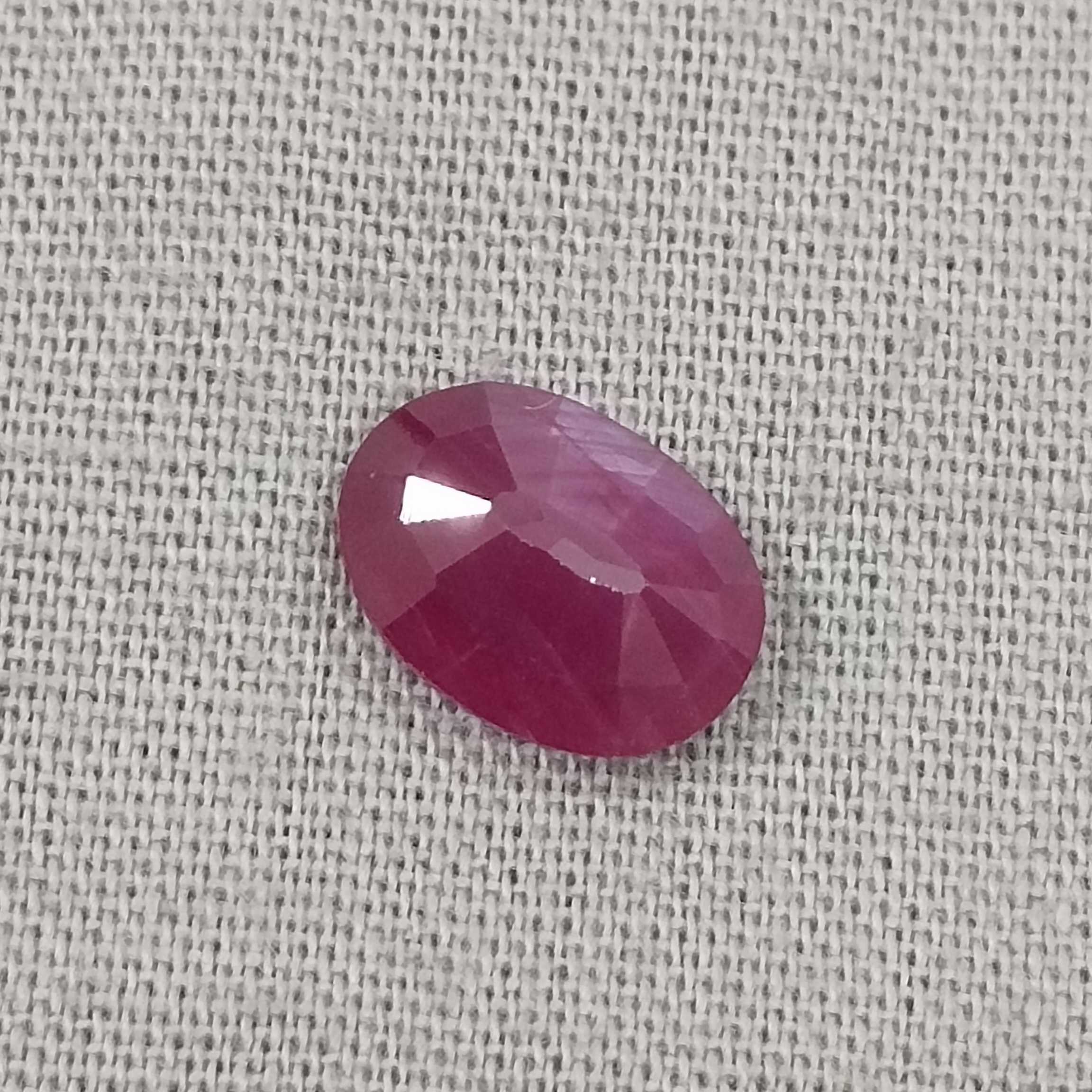 1.86cts certified purplishbred oval cut unheated ruby 