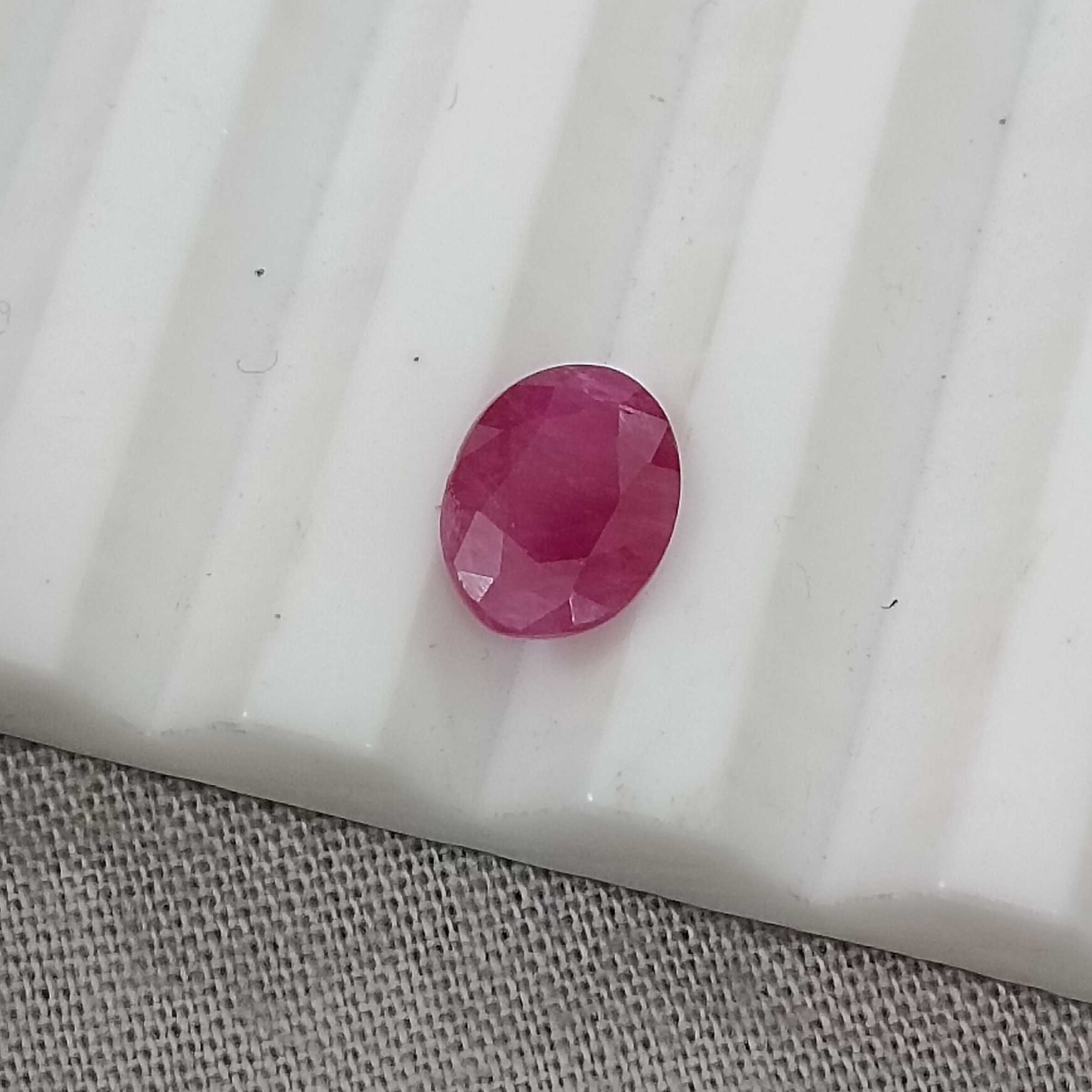 1.29ct certified purplish red untreated oval mix African ruby 