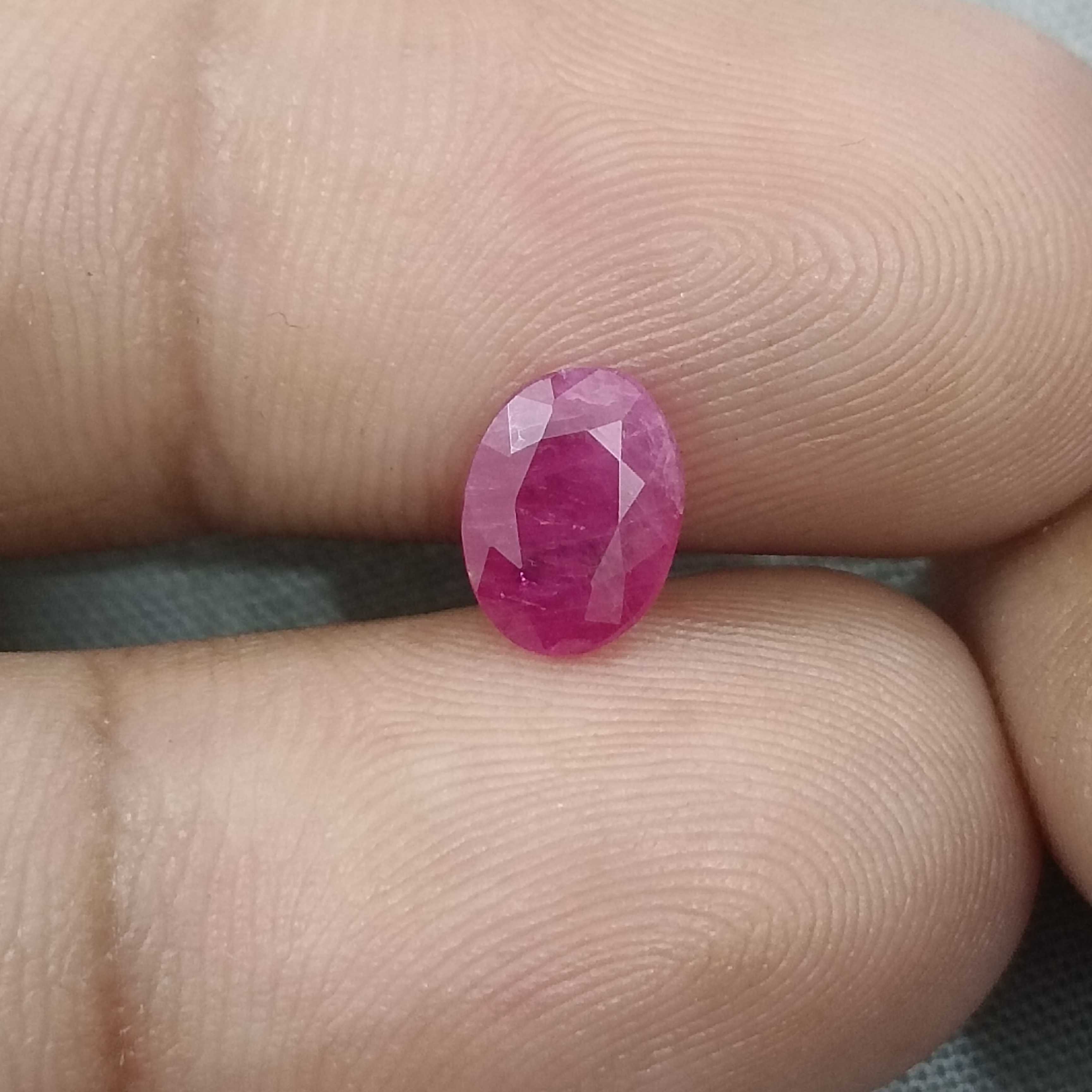 1.29ct certified purplish red untreated oval mix African ruby 