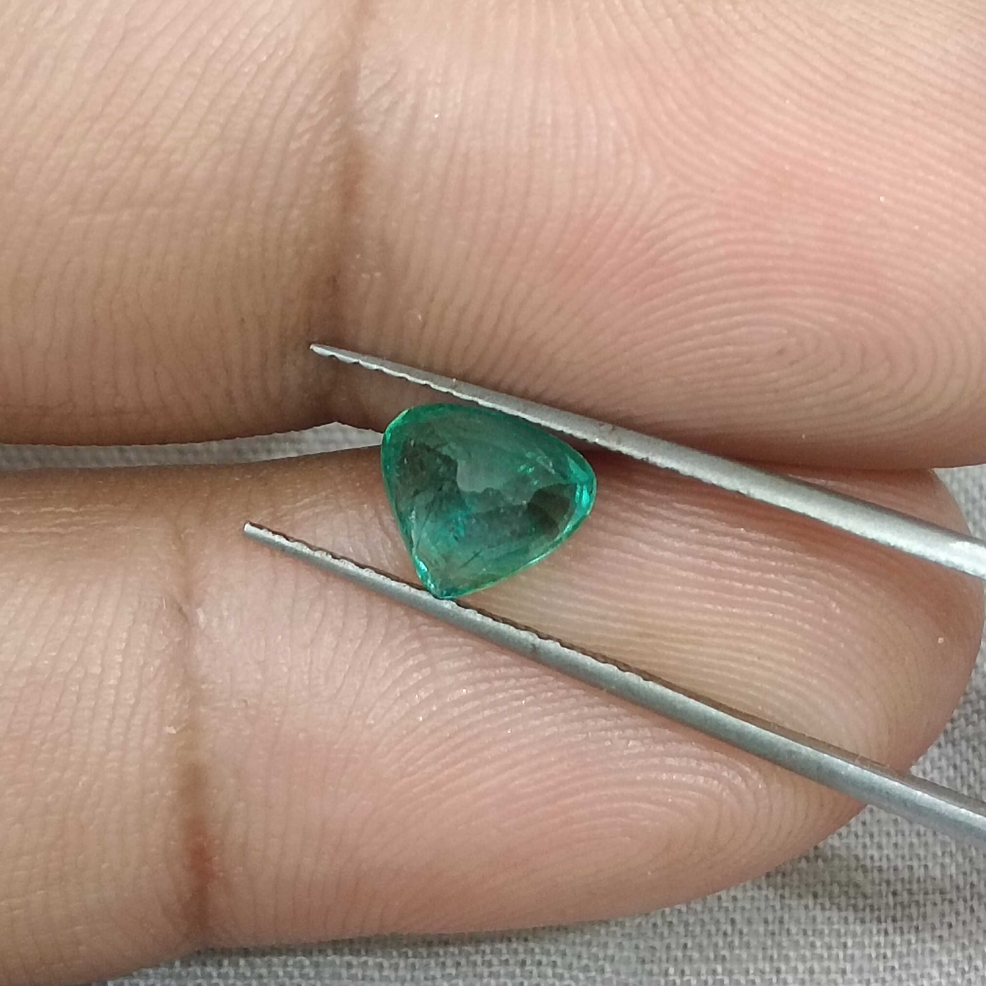 1.20cts high luster pastel bluish green modified heart cut emerald 