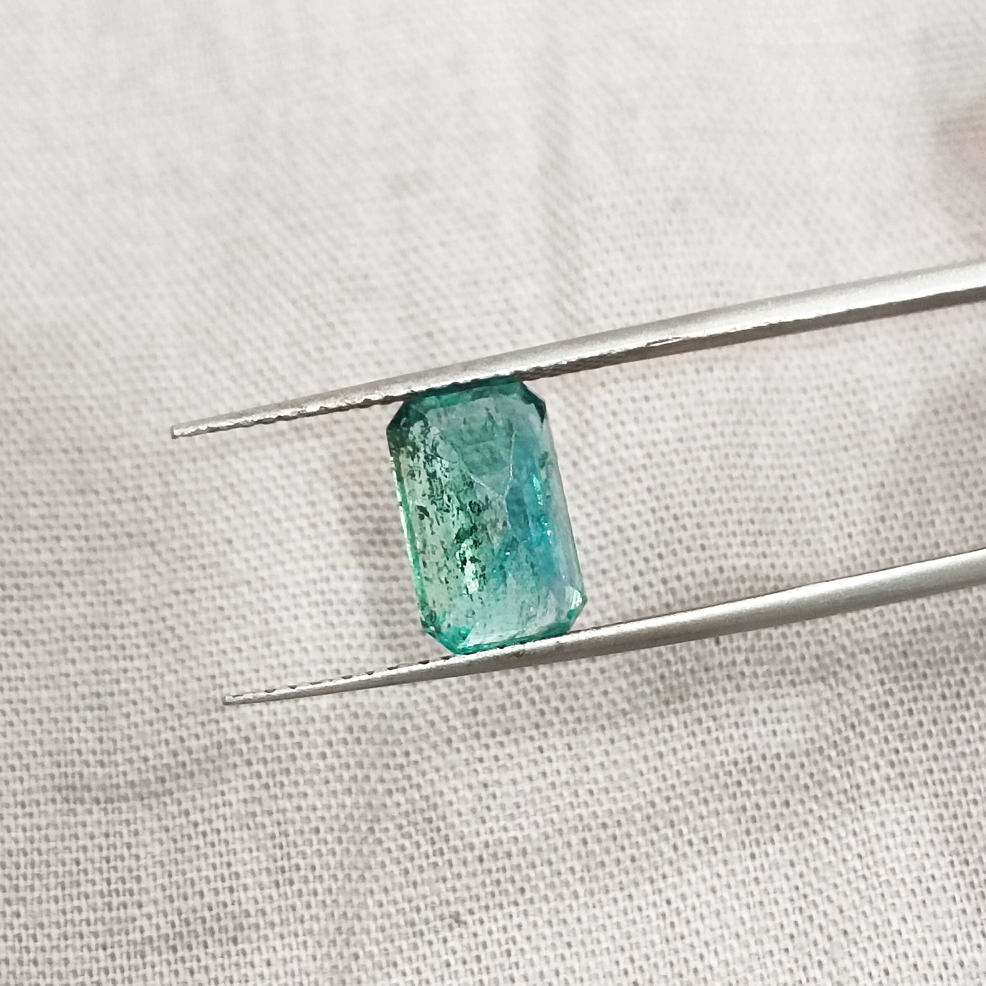 2.56ct high luster blue green octagon emerald gem 