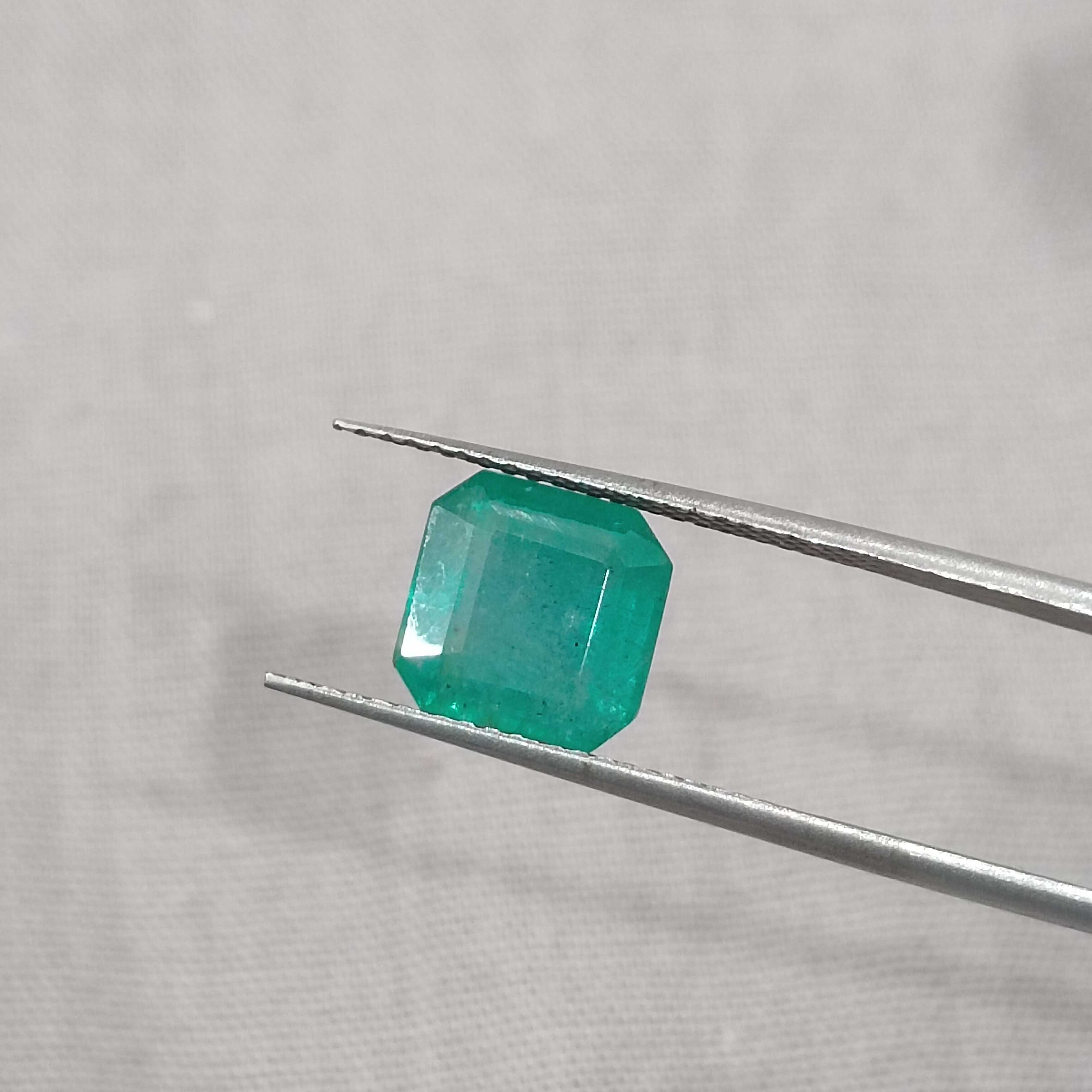 2.80cts light bluish green square octagon cut emerald 