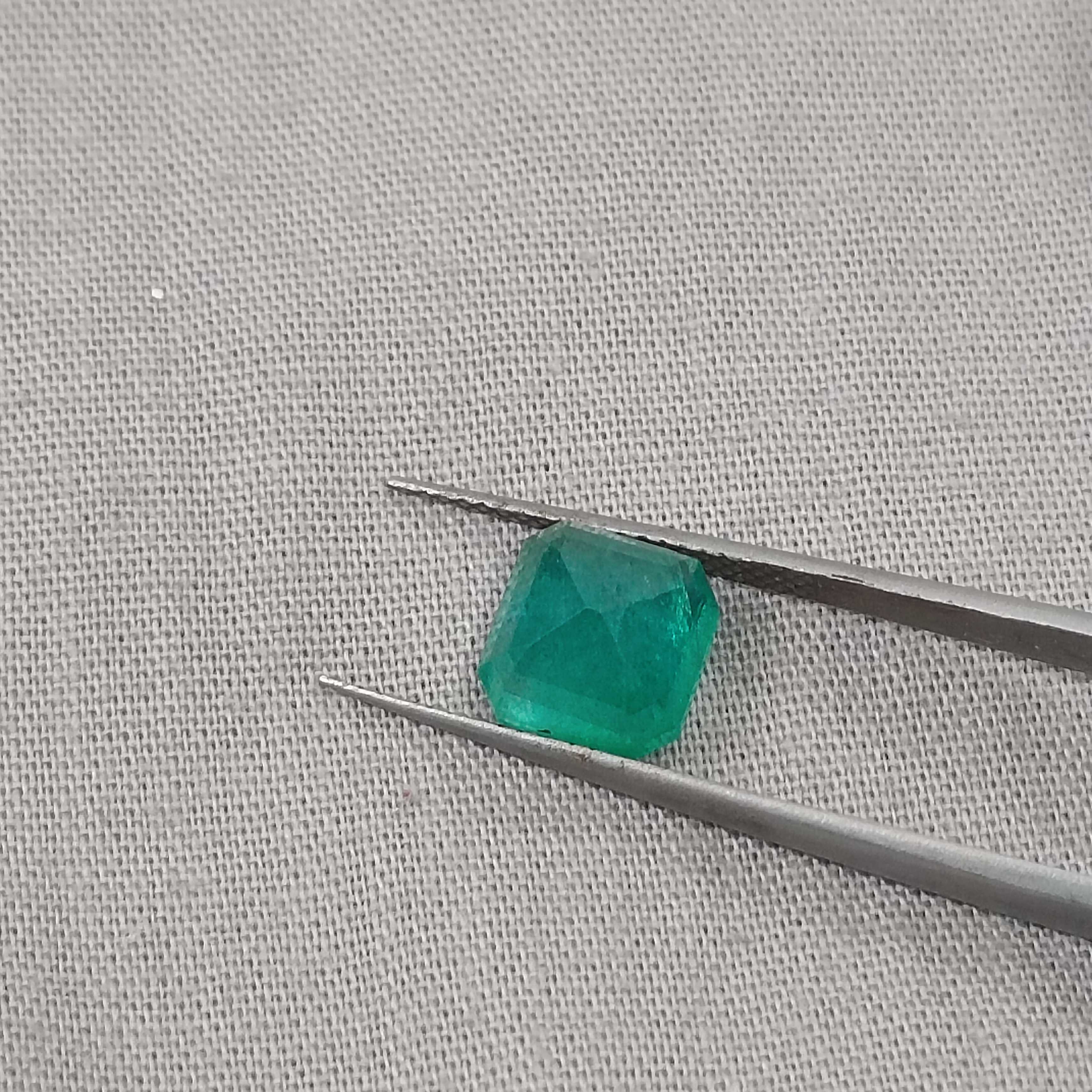 2.80cts light bluish green square octagon cut emerald 