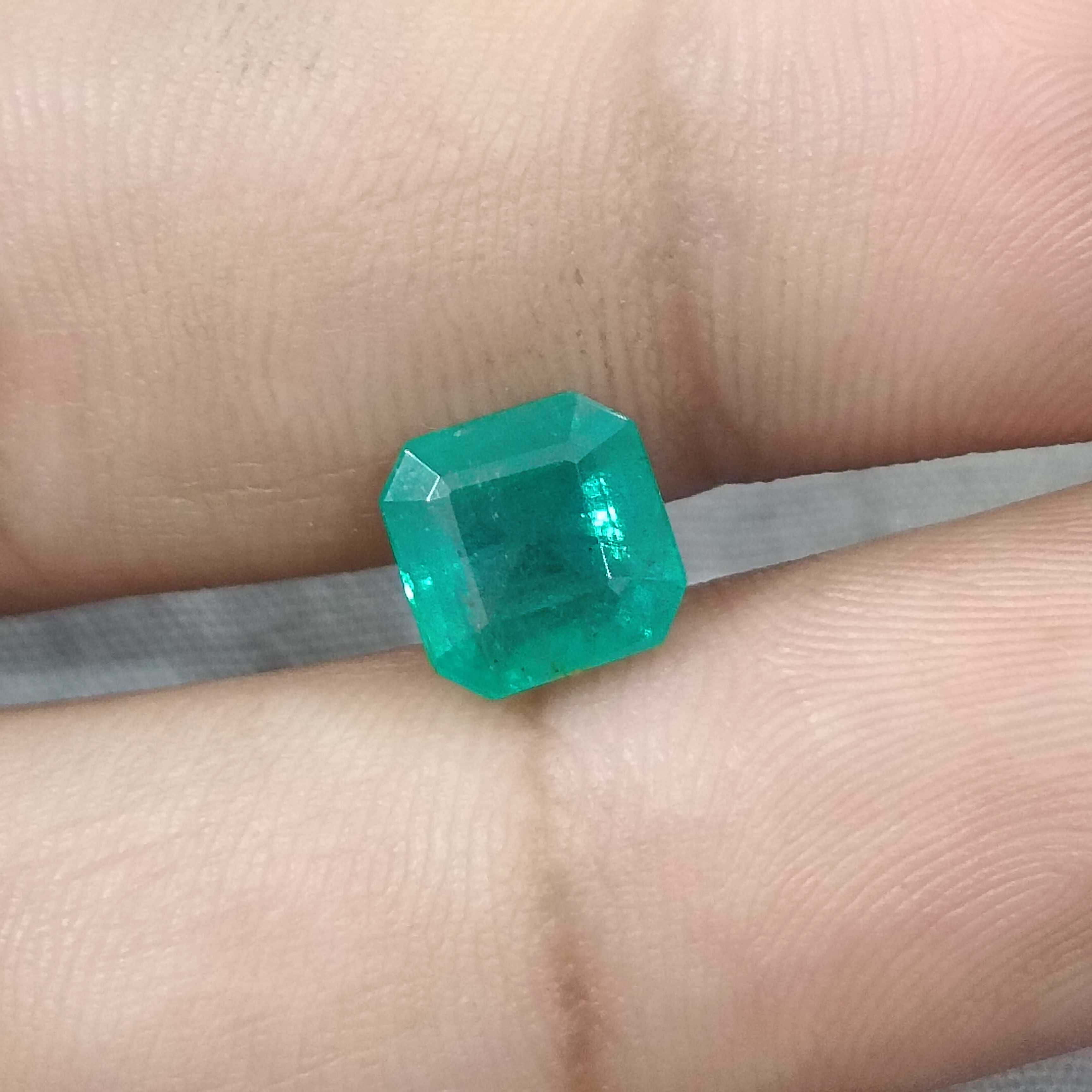 2.80cts light bluish green square octagon cut emerald 
