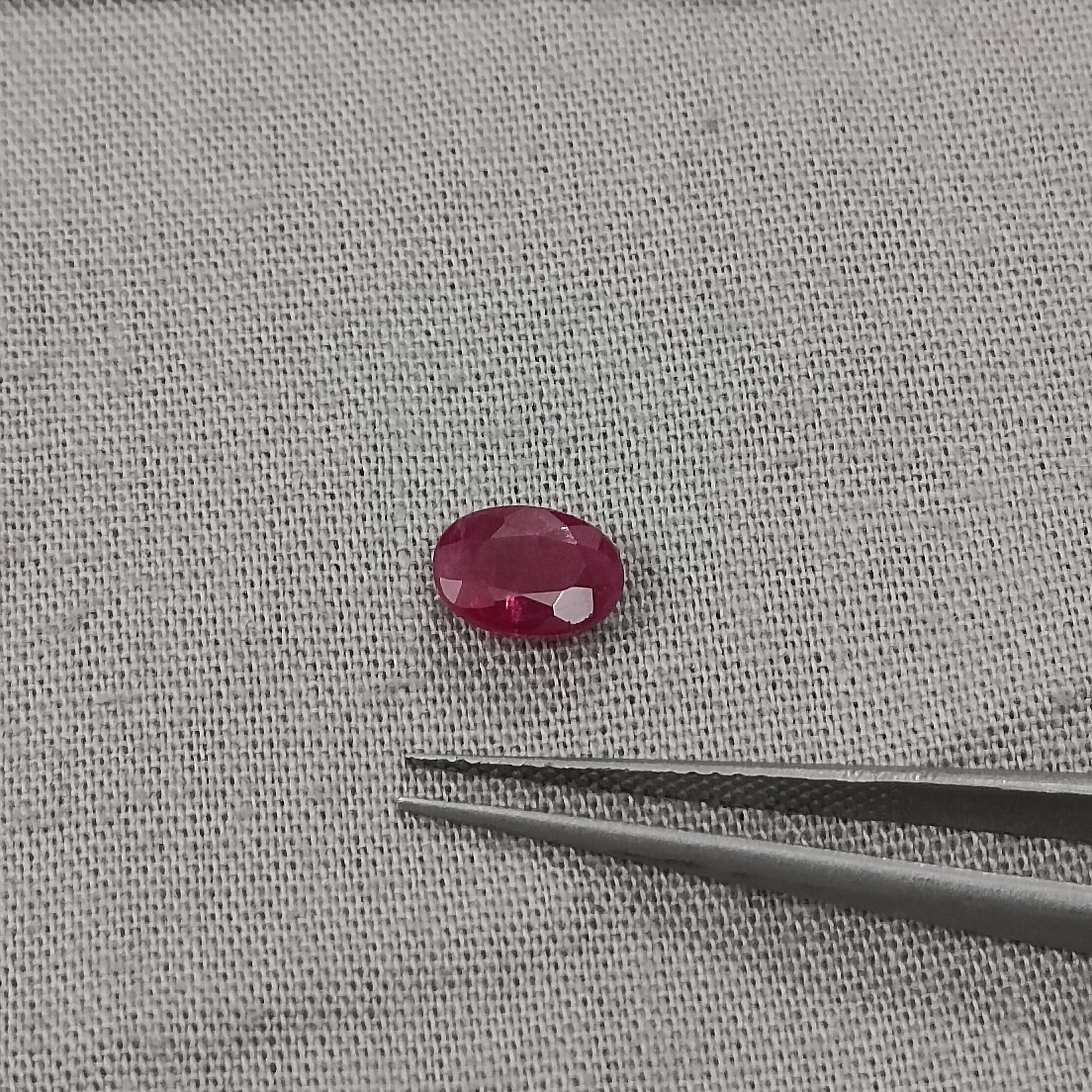 1.02ct GSI certified natural burgundy red oval mixed unheated Mozambique ruby gem