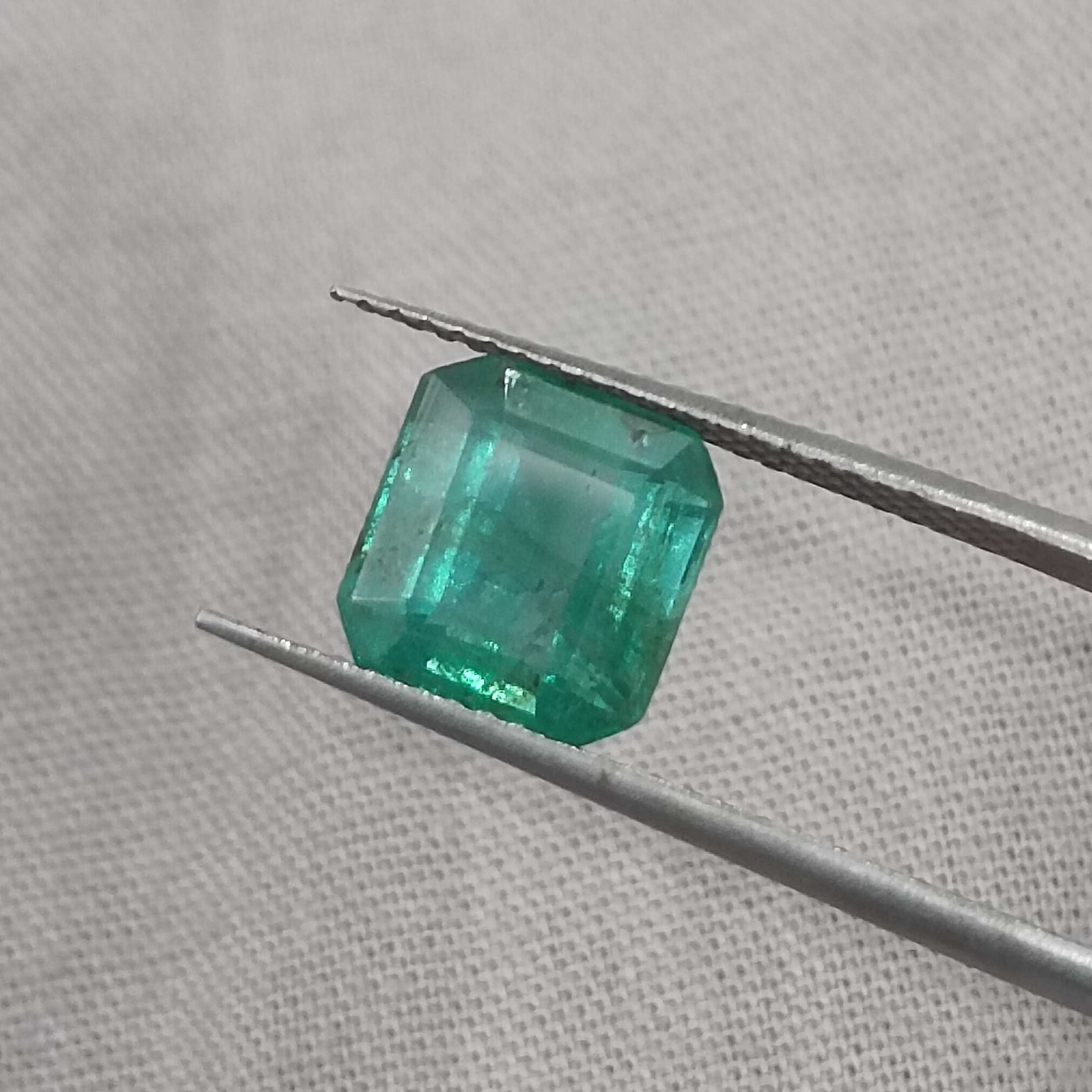 2.61cts certified natural medium deep green octagon step cut emerald stone