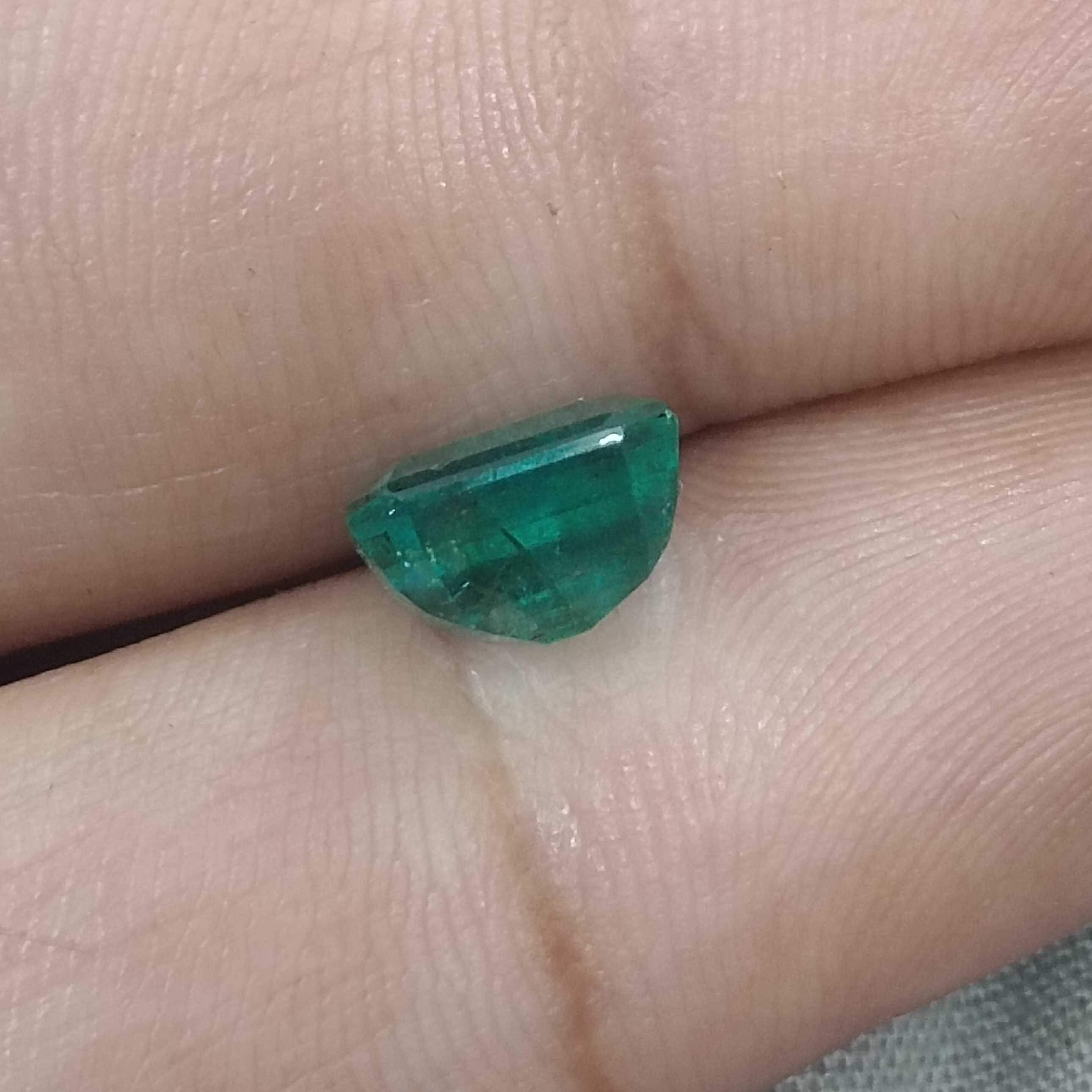 2.61cts certified natural medium deep green octagon step cut emerald stone