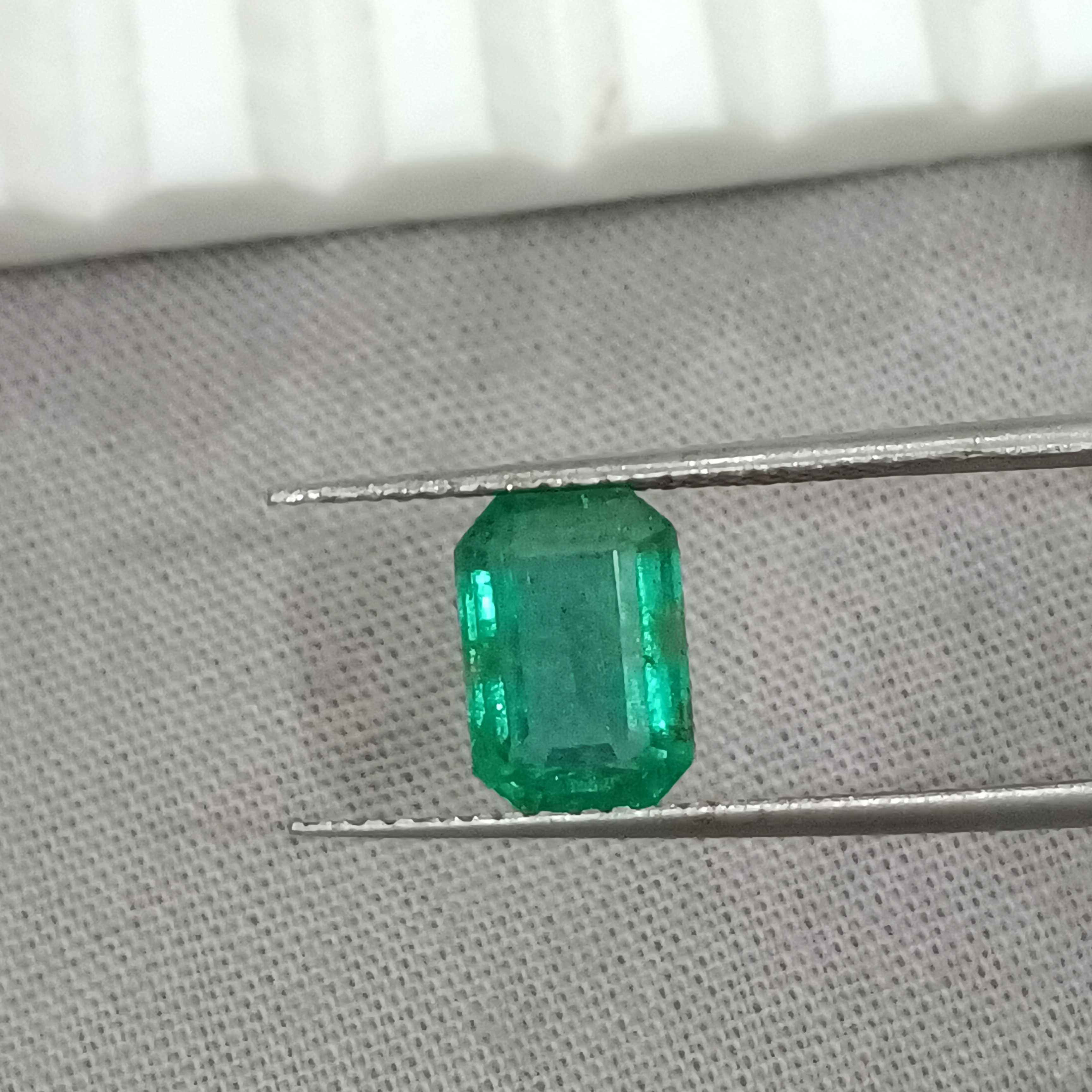2.03cts GSI certified deep golden green octagon cut Afghanistan emerald gemstone 