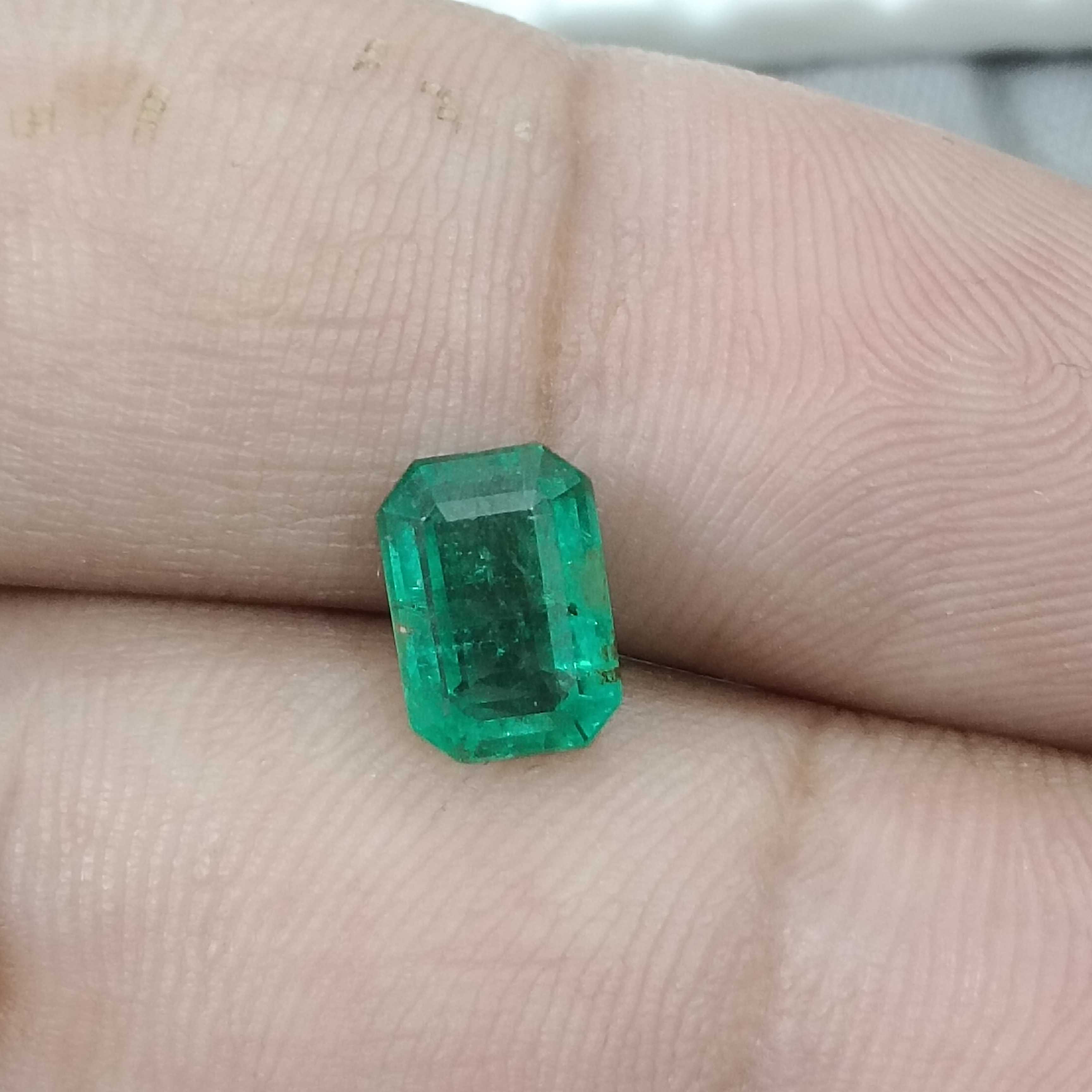 2.03cts GSI certified deep golden green octagon cut Afghanistan emerald gemstone 