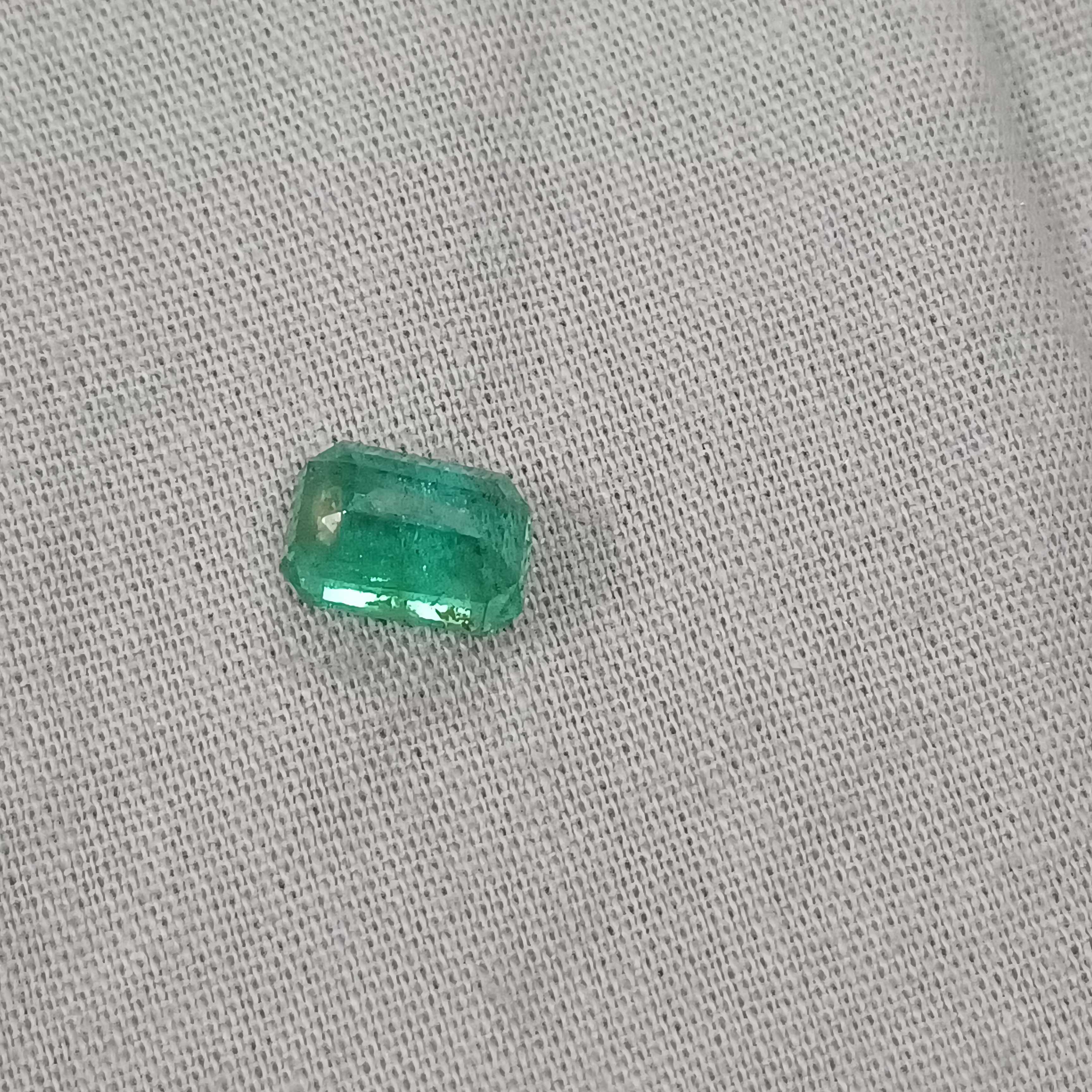 2.03cts GSI certified deep golden green octagon cut Afghanistan emerald gemstone 