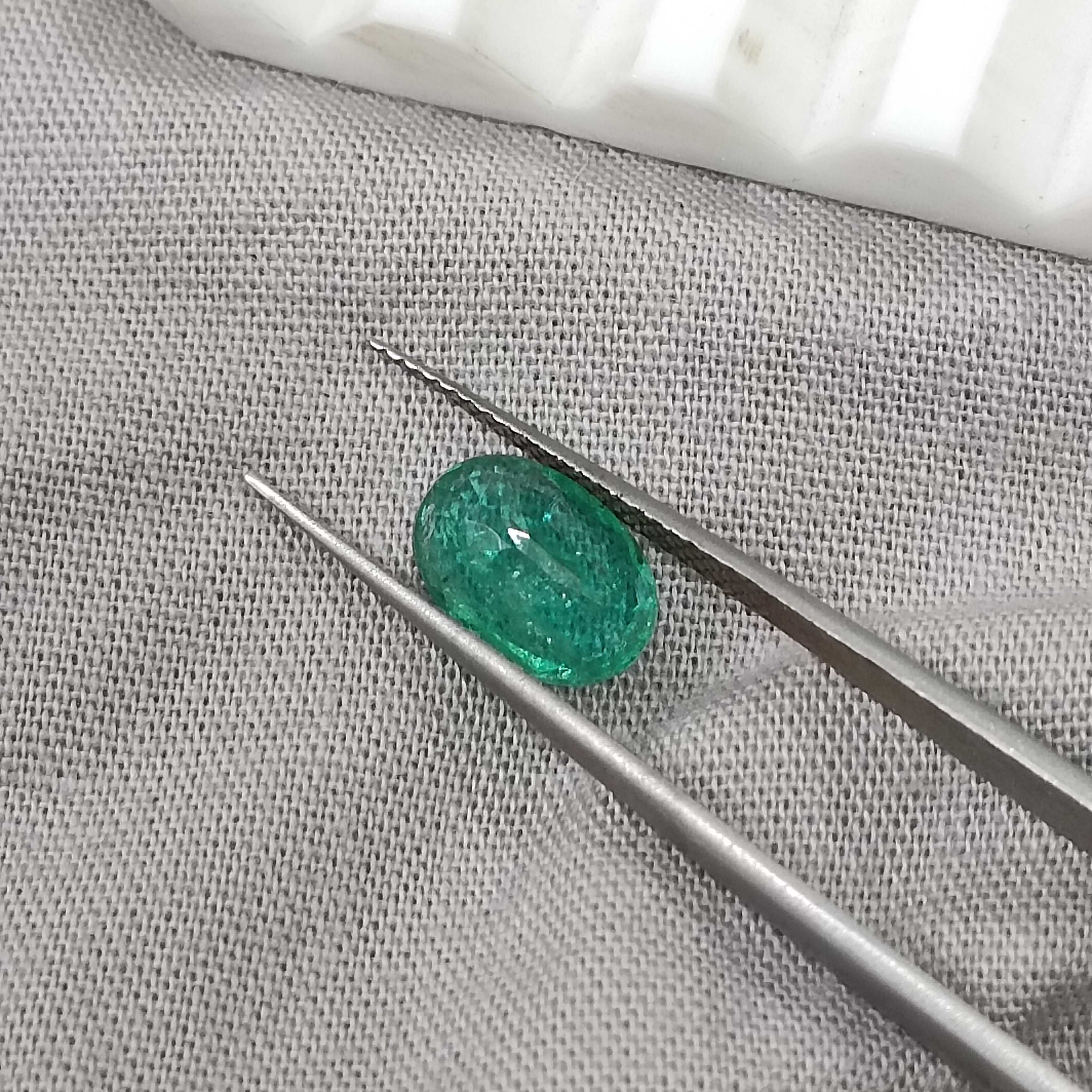 1.71cts GSI medium deep green oval shaped Zambian emerald gem