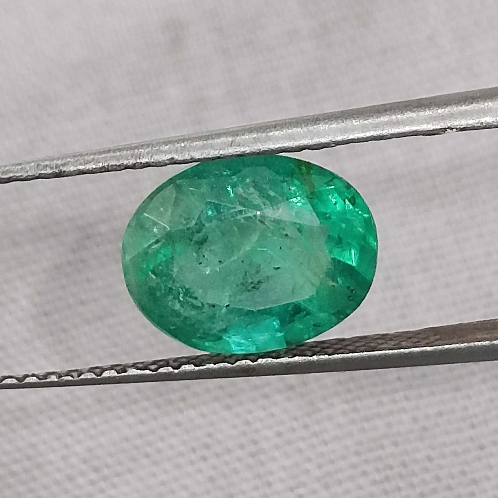 2.28ct GSI natural spring green oval cut emerald stone /