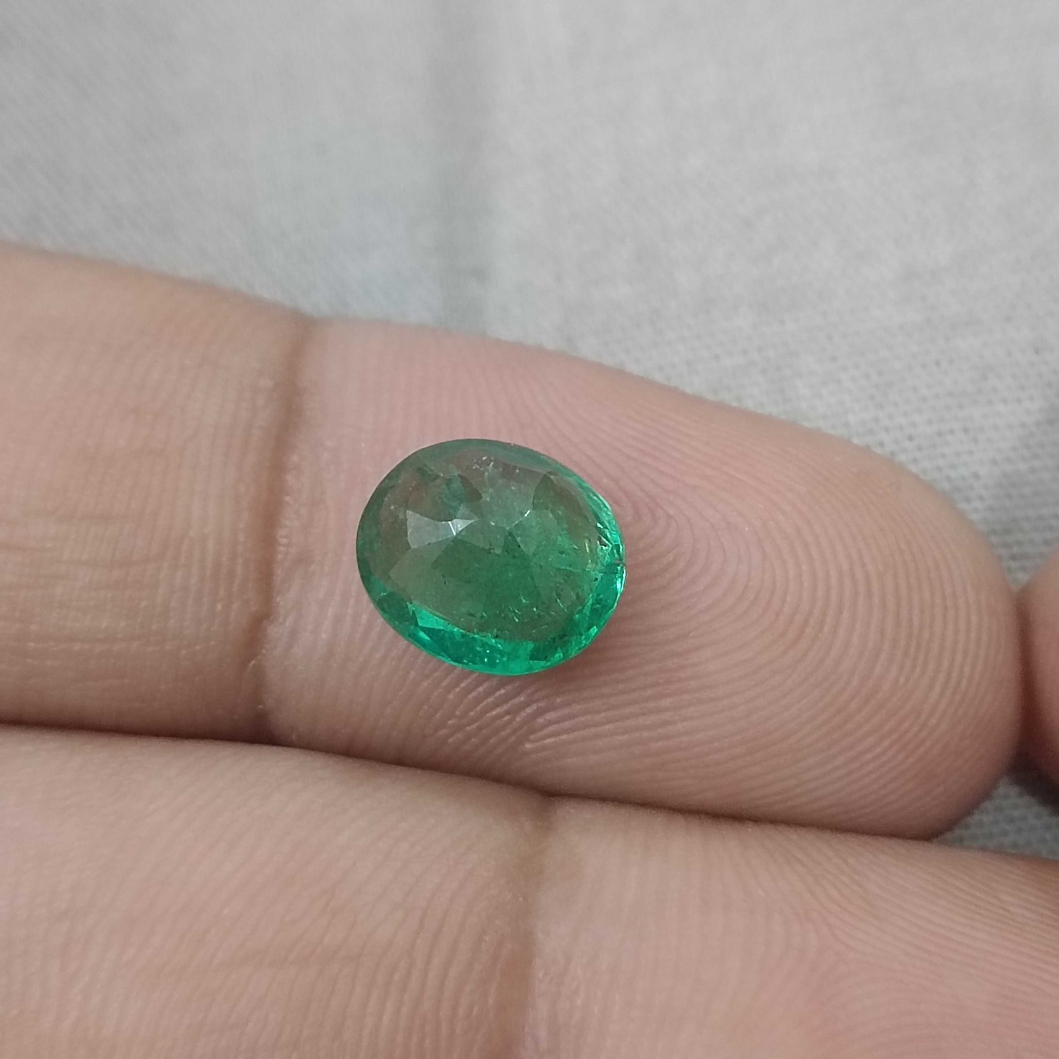 1.94cts GSI certified water green oval cut Panjshir emerald gemstone 