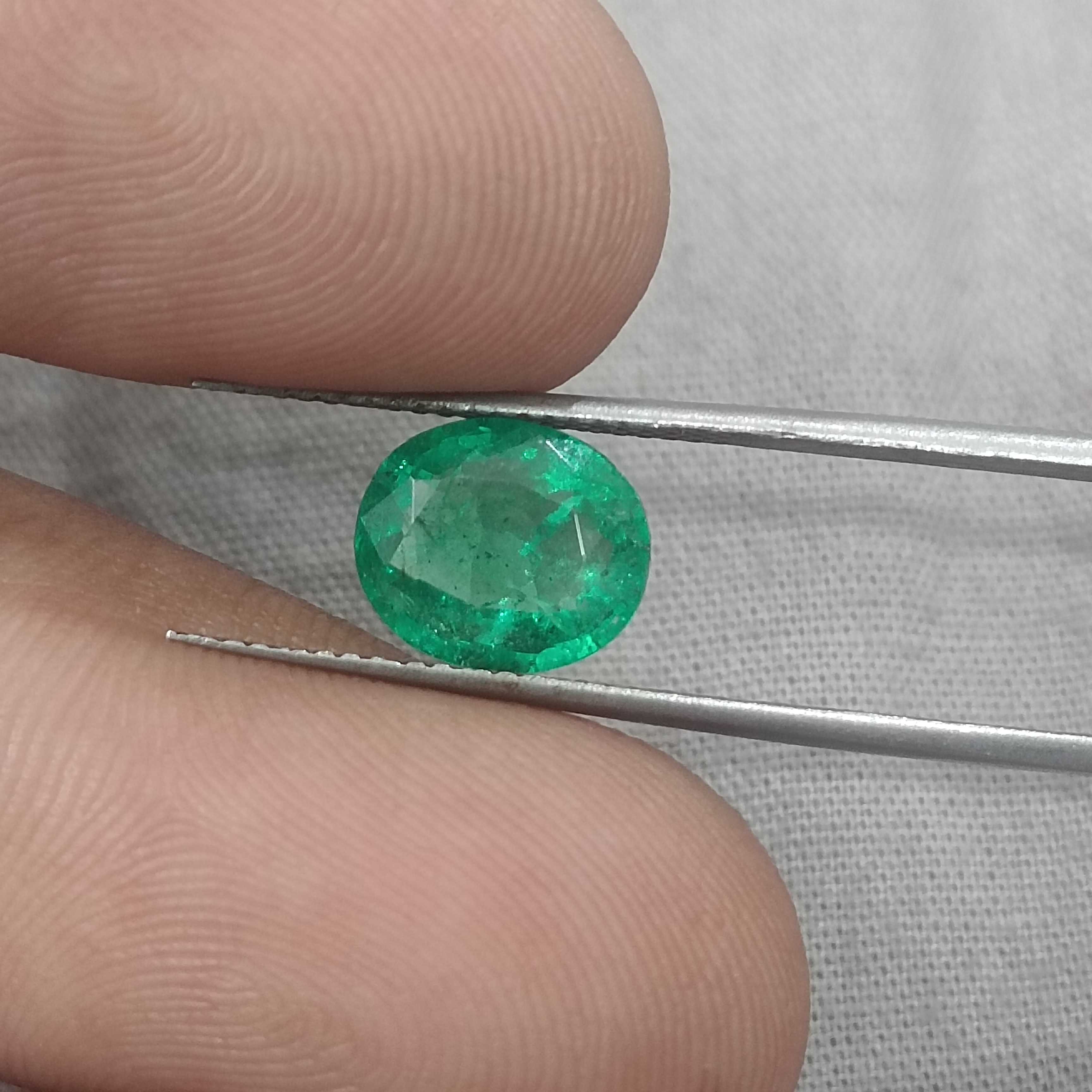 1.94cts GSI certified water green oval cut Panjshir emerald gemstone 