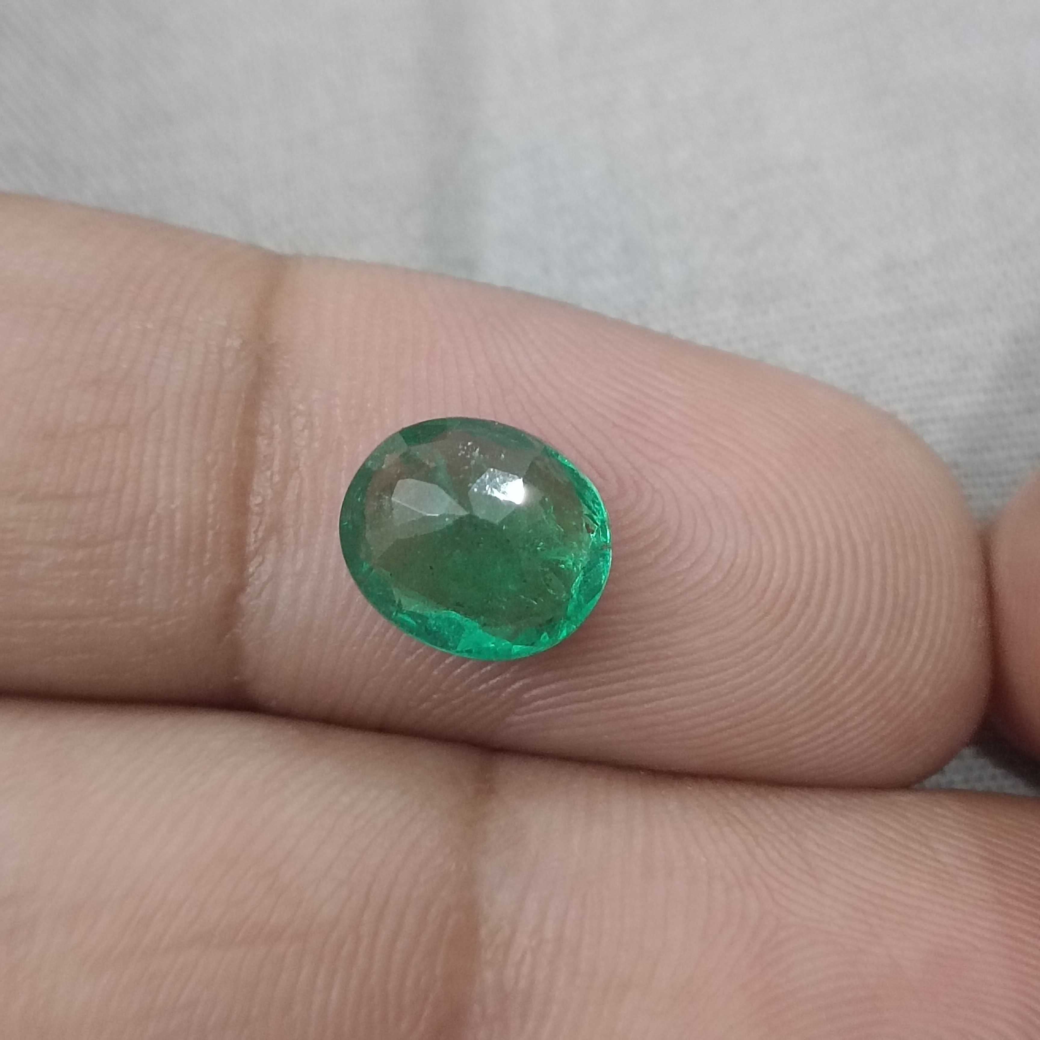 1.94cts GSI certified water green oval cut Panjshir emerald gemstone 