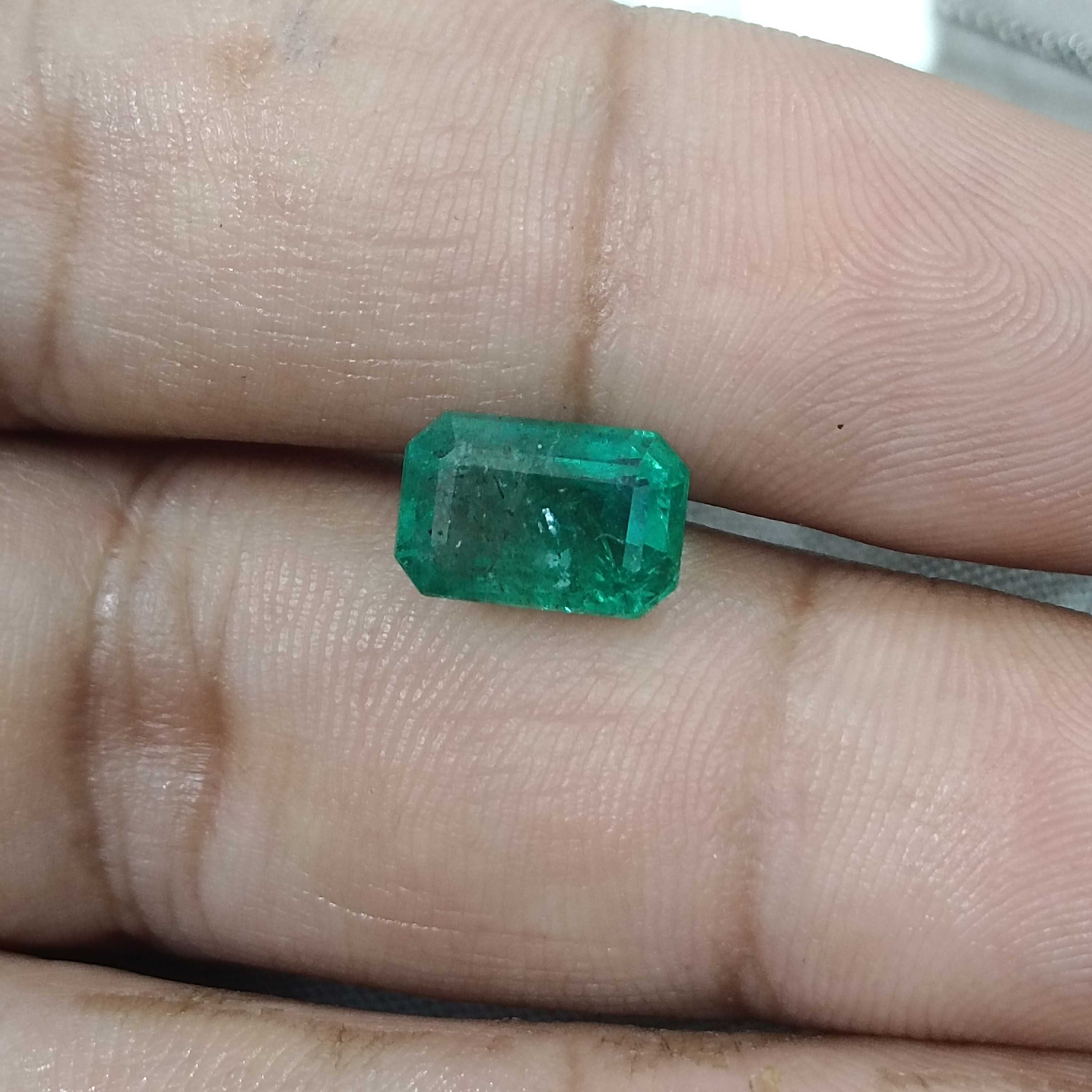 3.19ct GSI certy forest green colour octagon cut emerald gem
