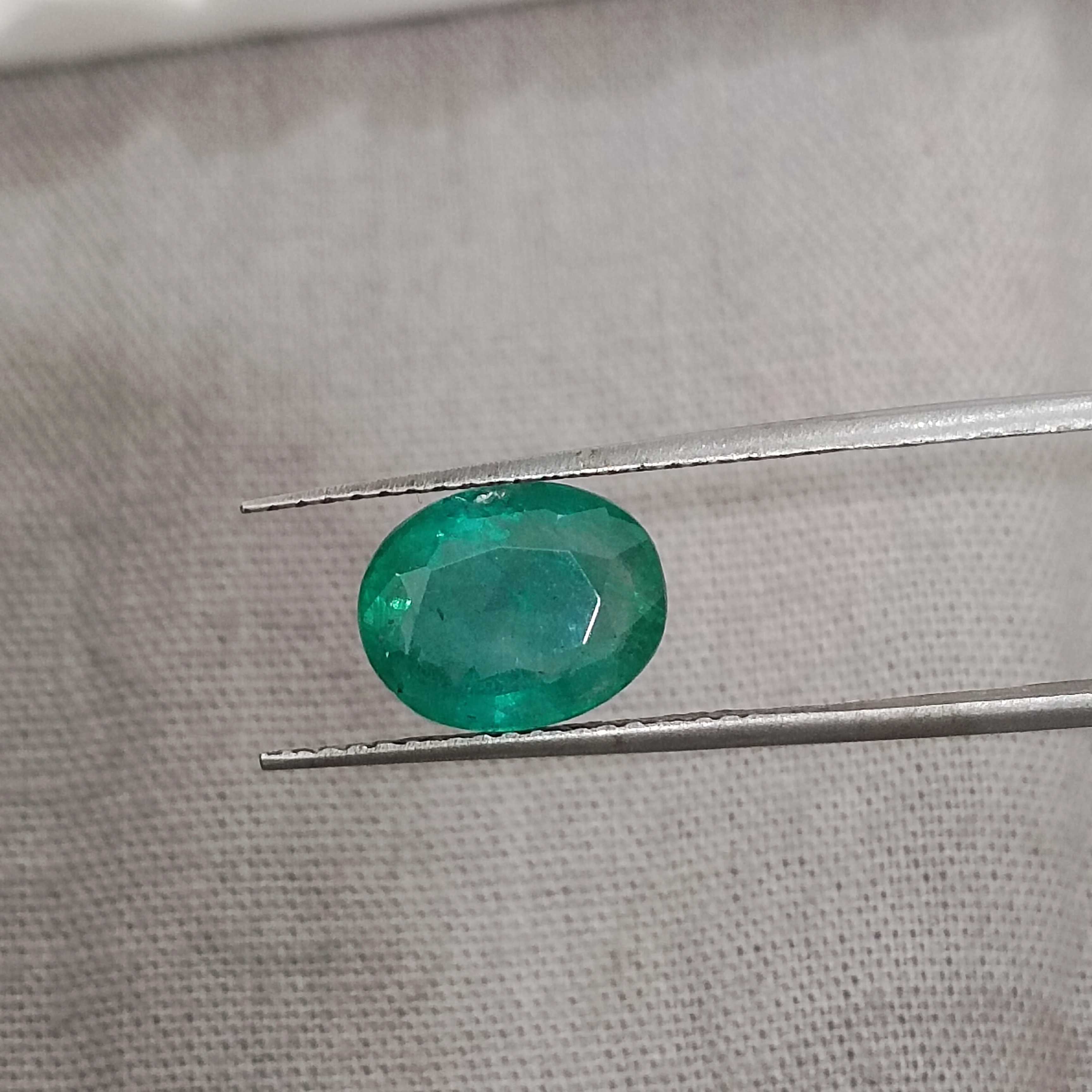 2.07cts certified forest green oval shaped Zambian emerald 