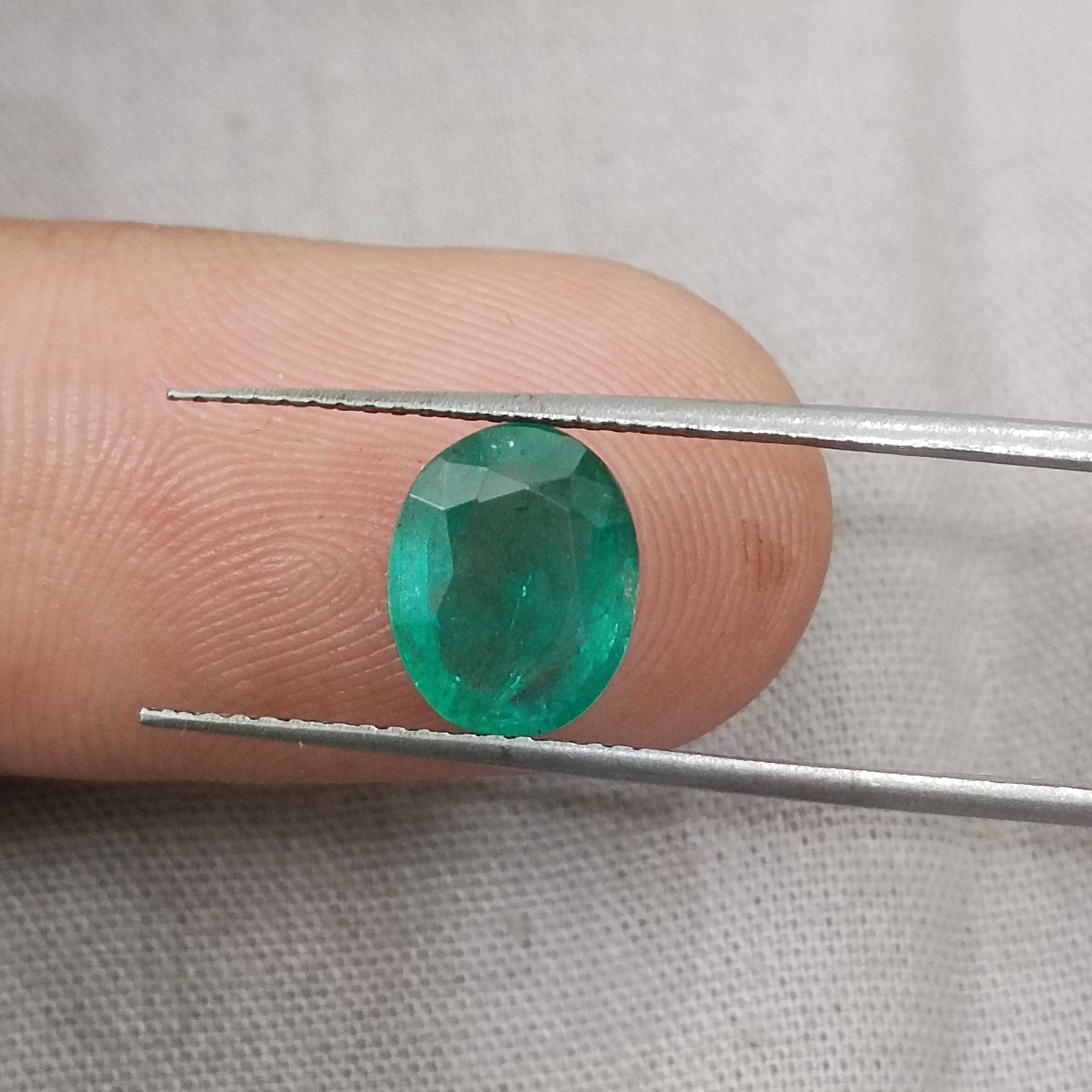 2.07cts certified forest green oval shaped Zambian emerald 