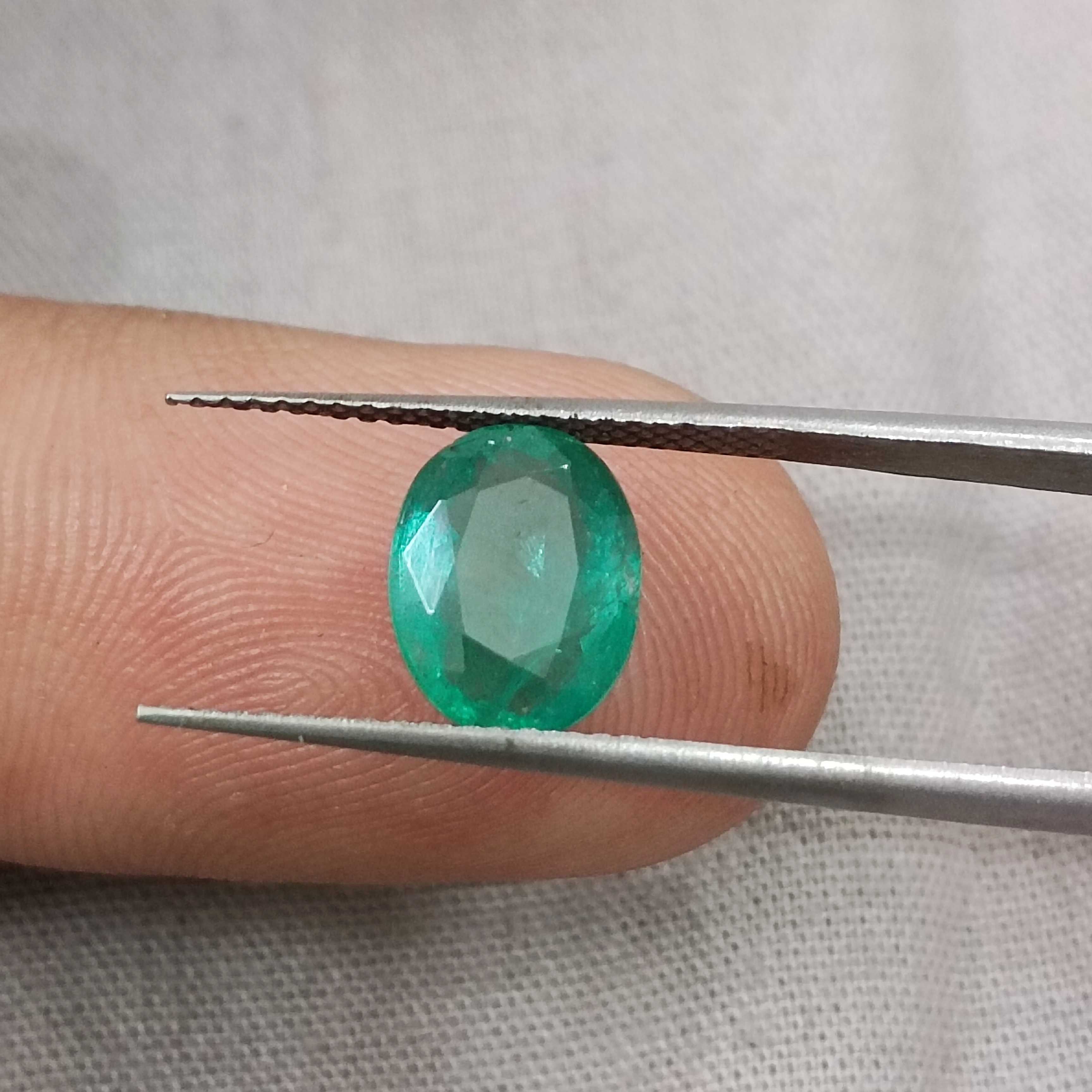 2.07cts certified forest green oval shaped Zambian emerald 