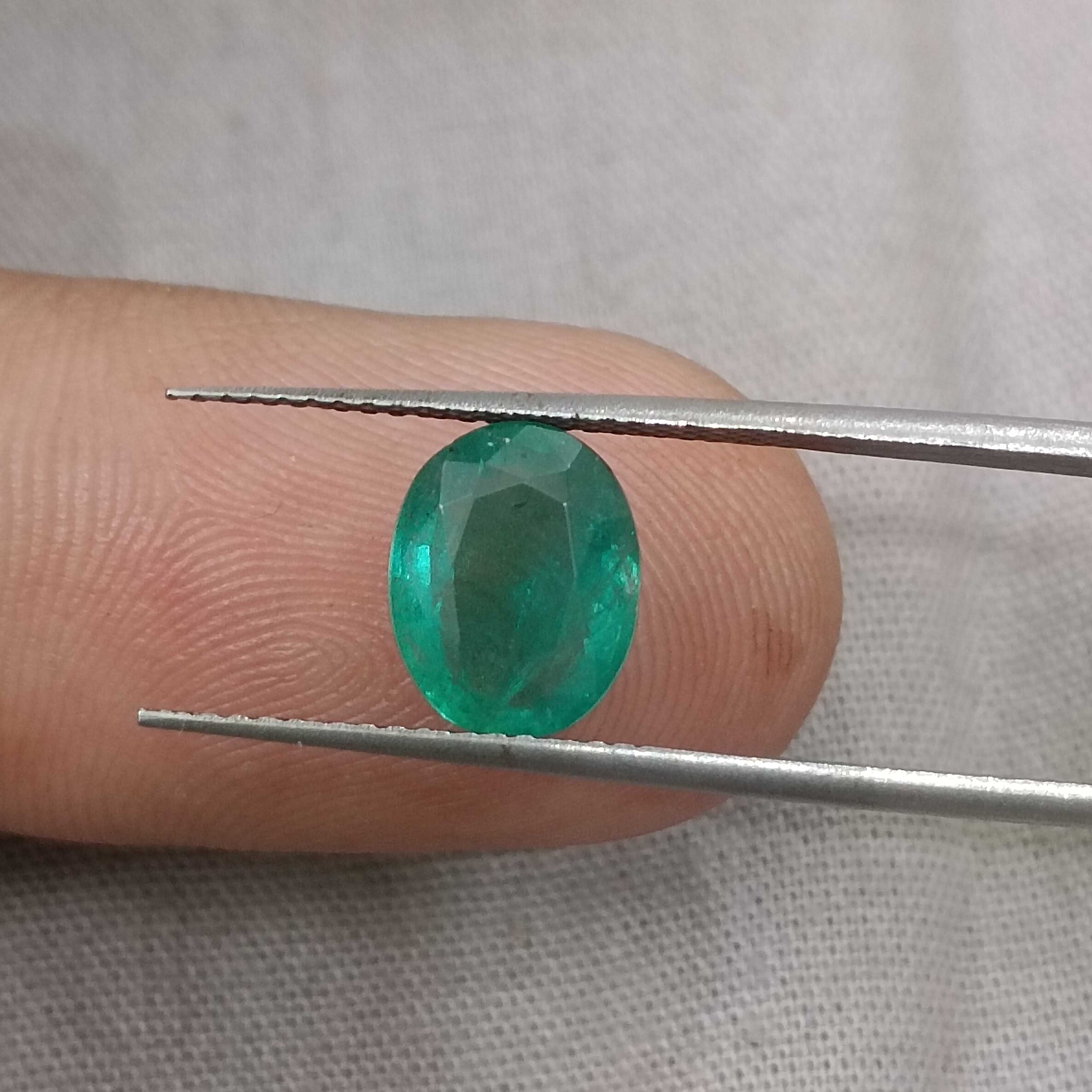2.07cts certified forest green oval shaped Zambian emerald 