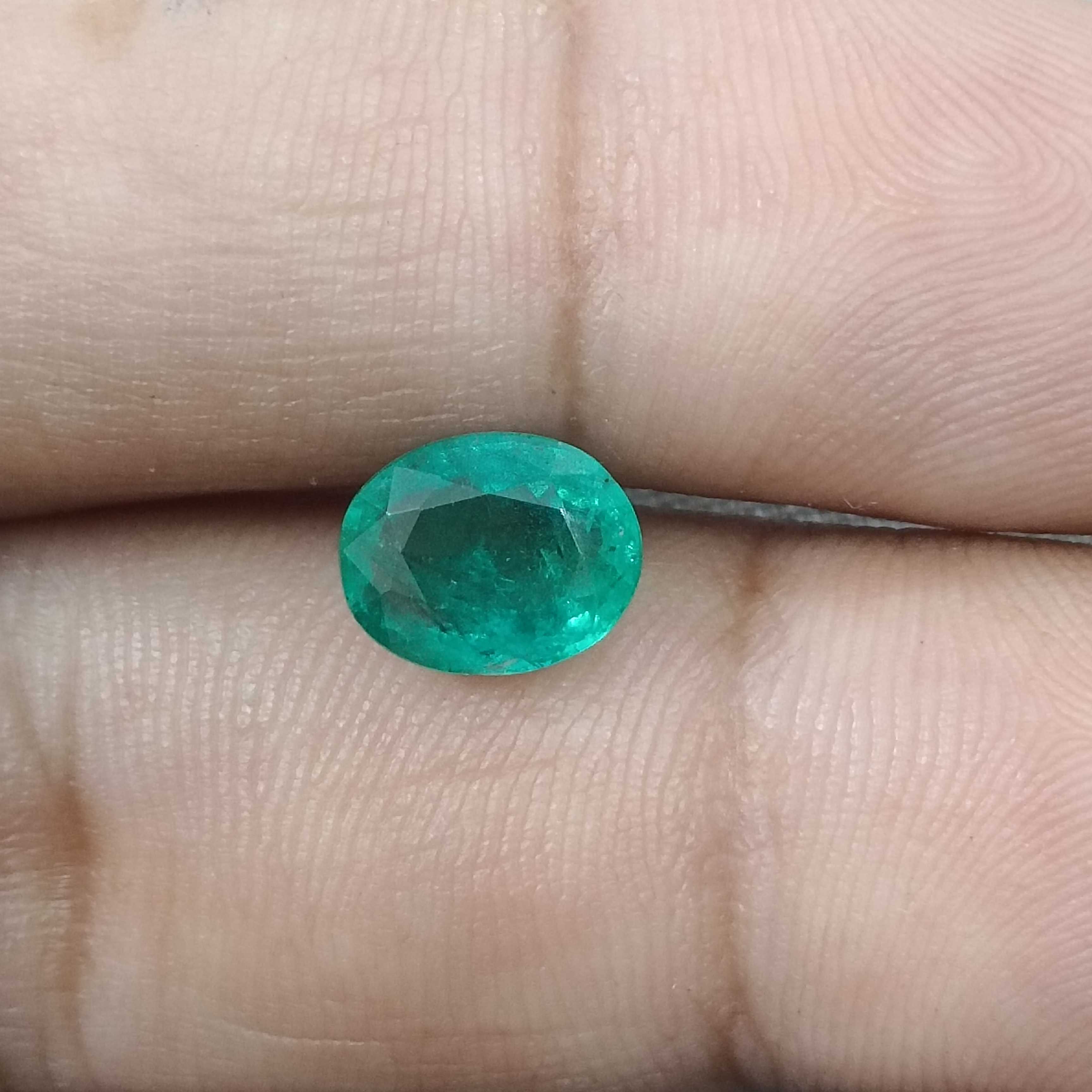 2.07cts certified forest green oval shaped Zambian emerald 