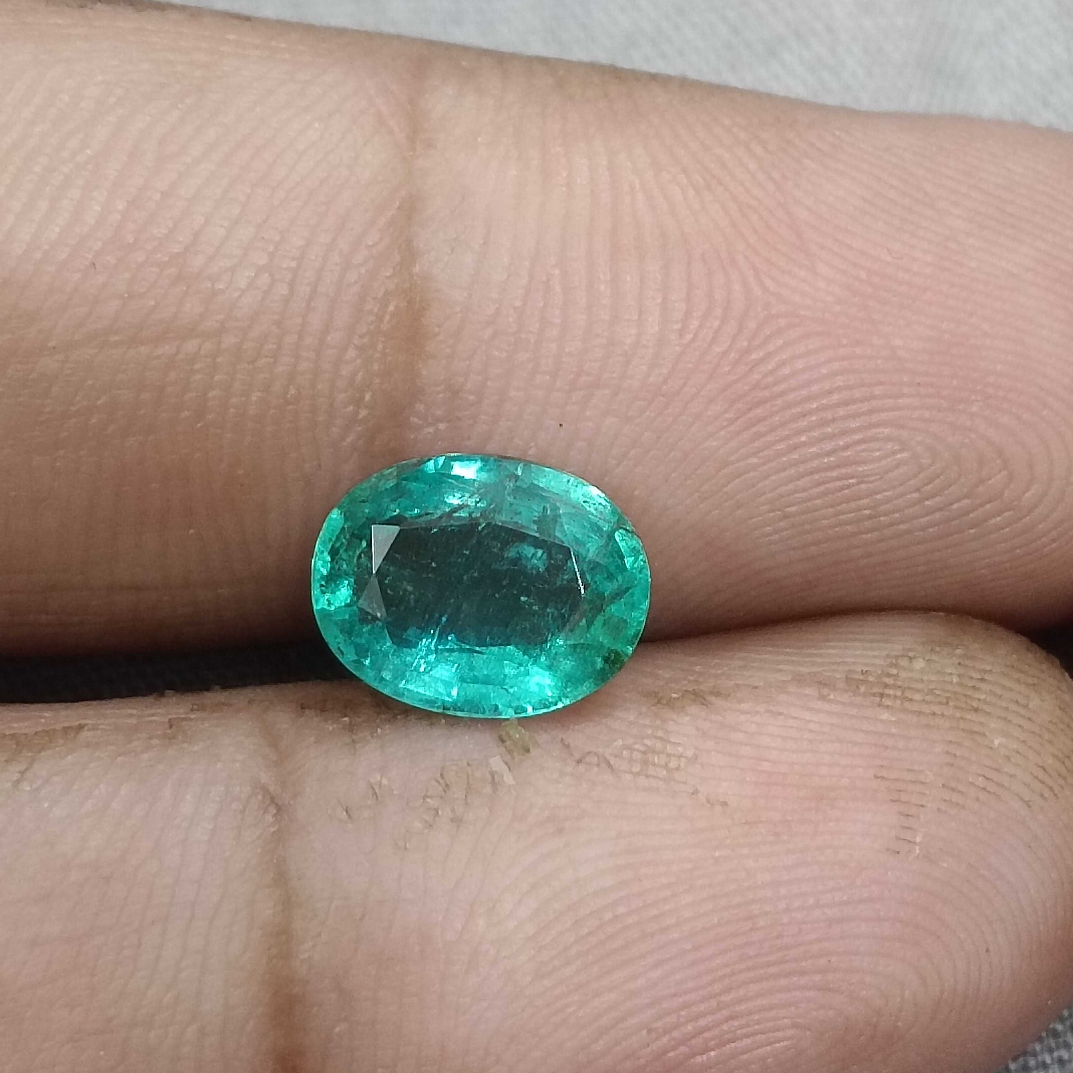 2.13cts GSI certified bluish medium light green oval cut emerald 