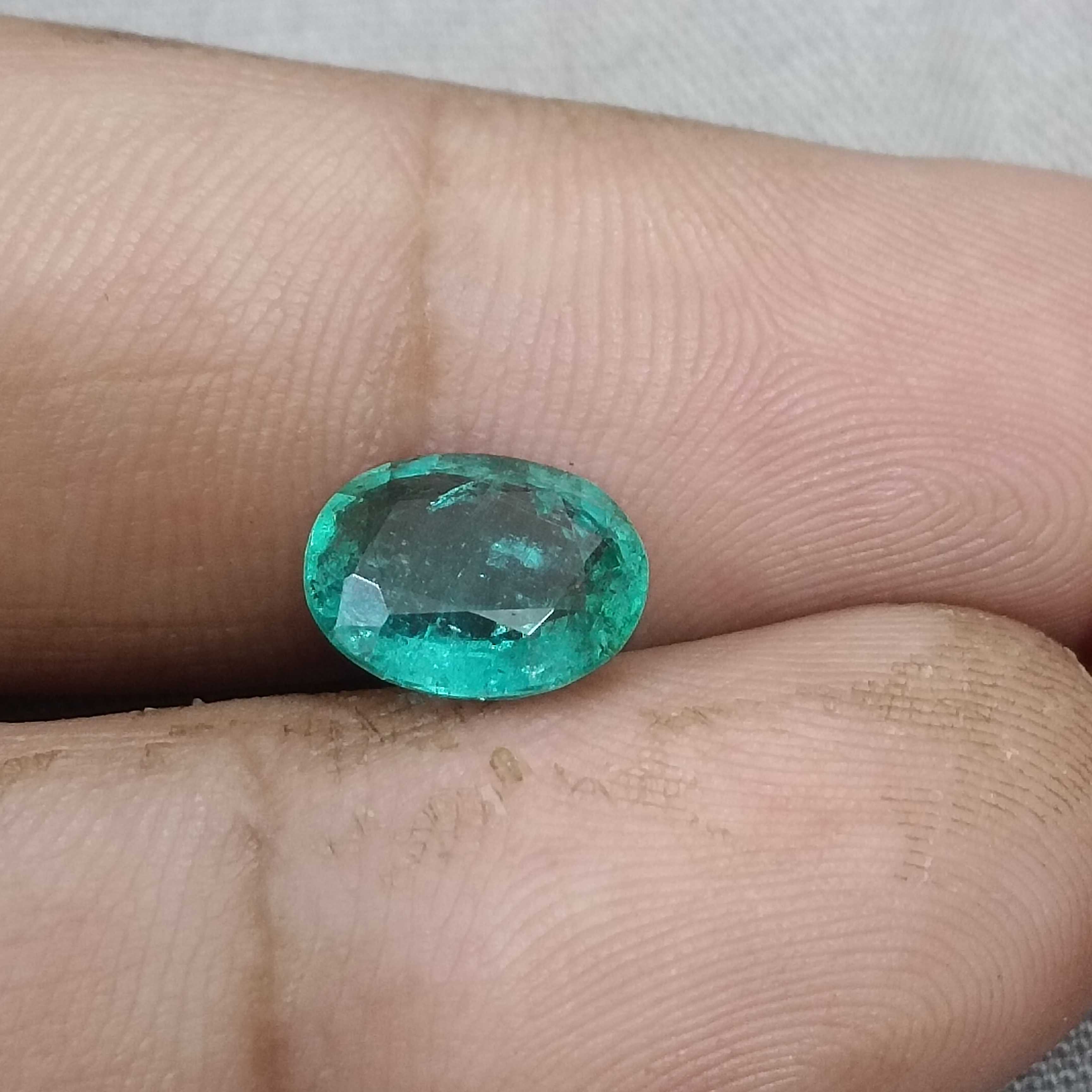 2.13cts GSI certified bluish medium light green oval cut emerald 