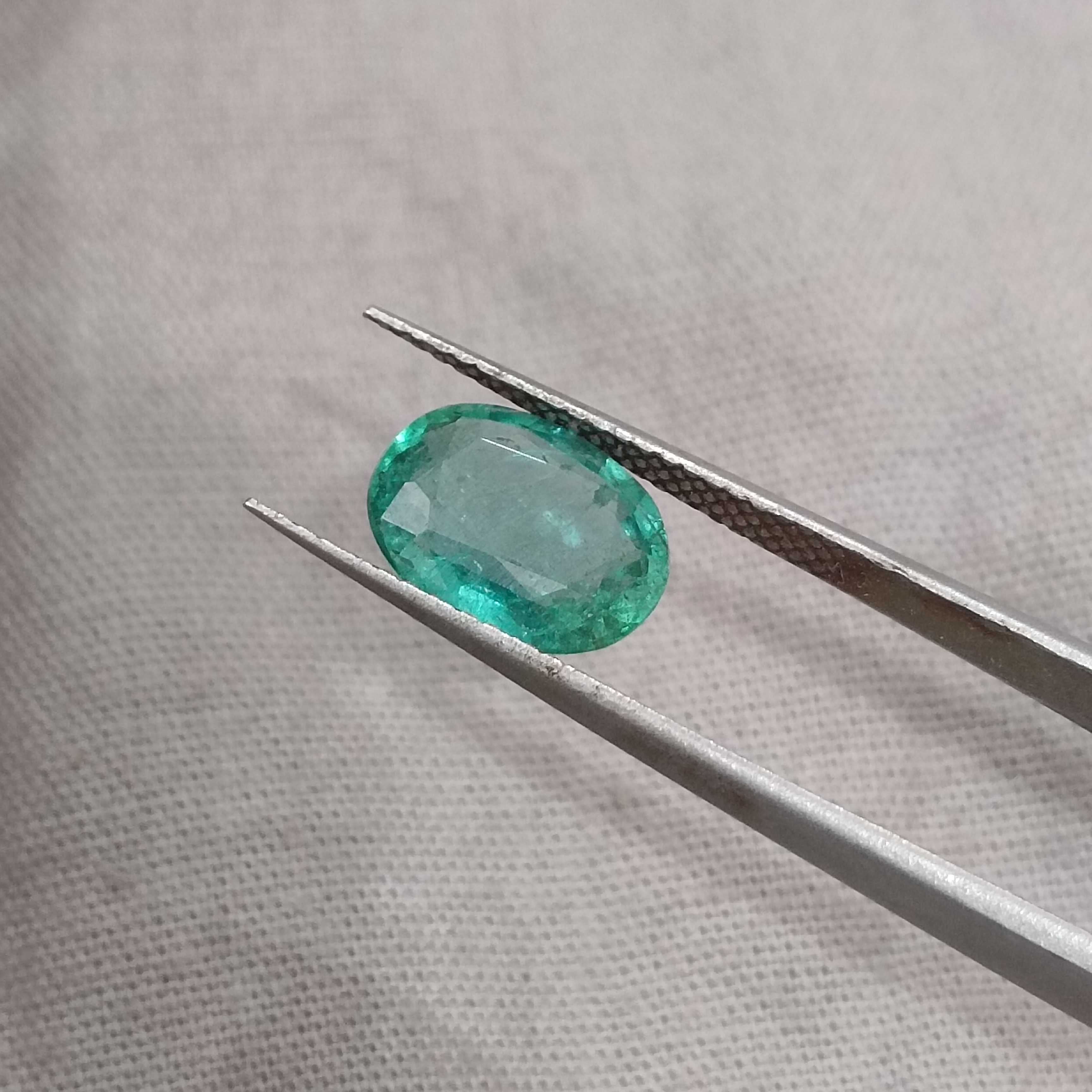 2.13cts GSI certified bluish medium light green oval cut emerald 