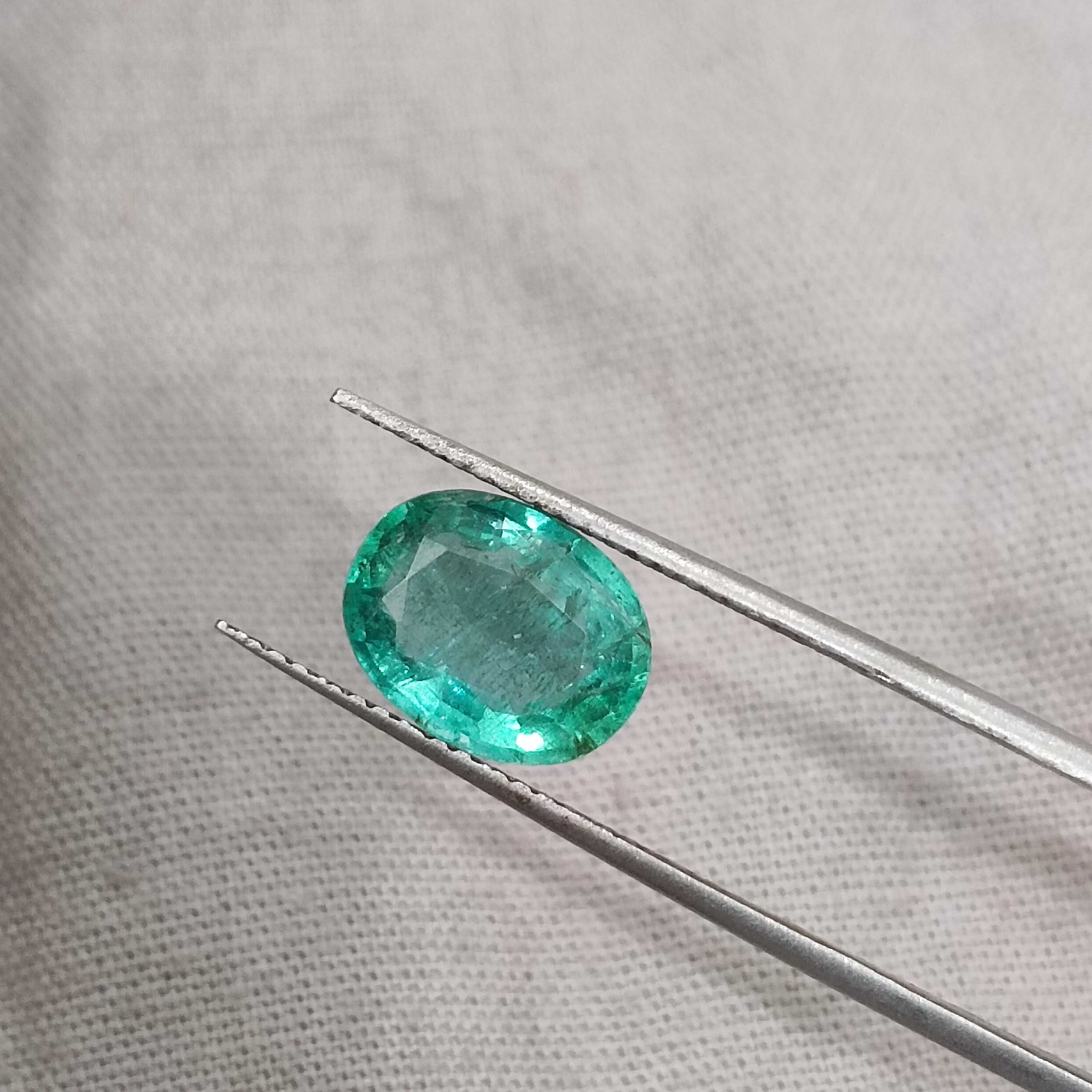 2.13cts GSI certified bluish medium light green oval cut emerald 