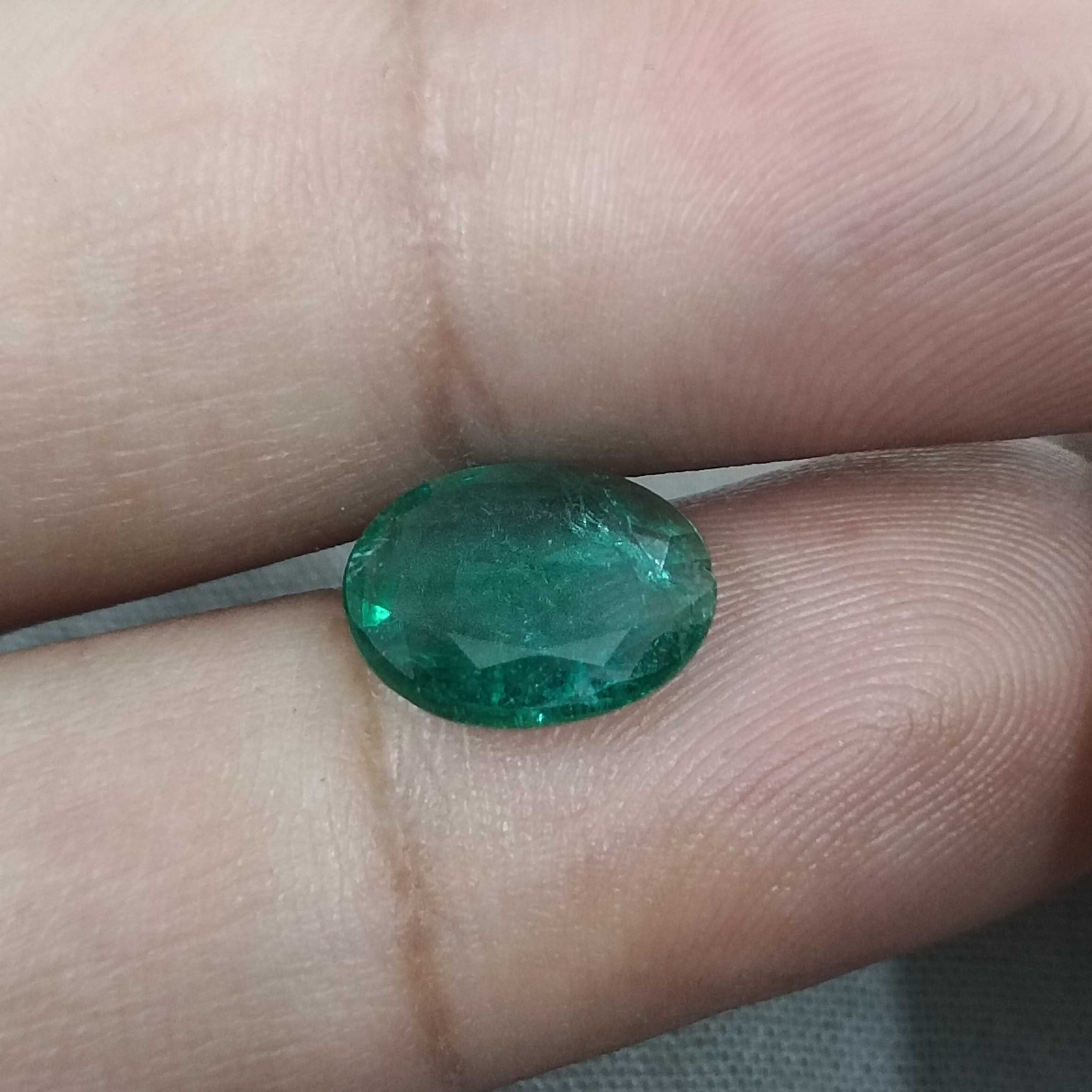 2.13cts GSI certified deep bottle green oval cut emerald gem 