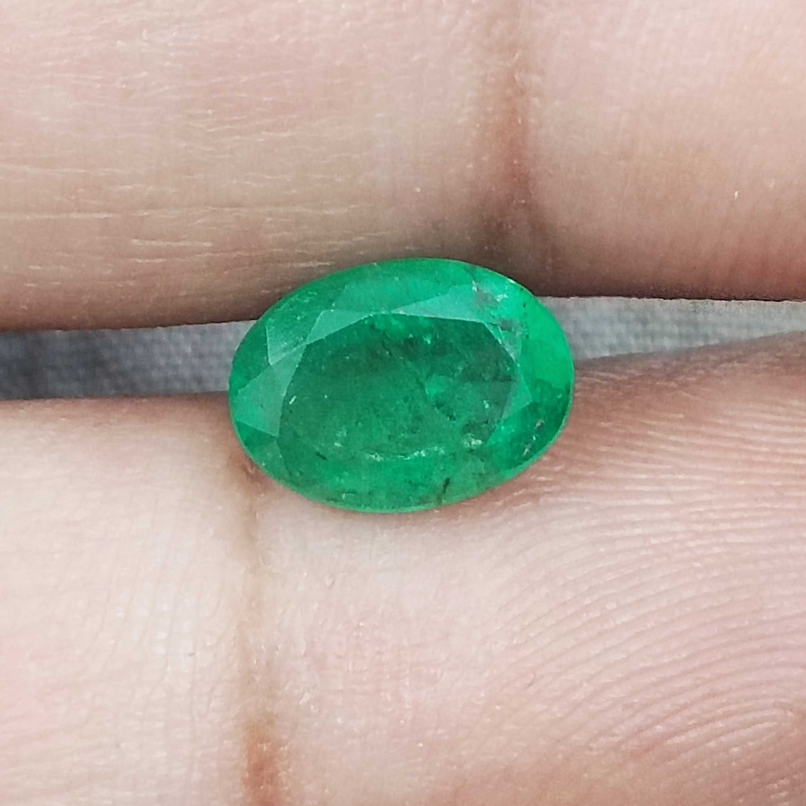 1.87cts certified medium pure green oval cut Zambian emerald 