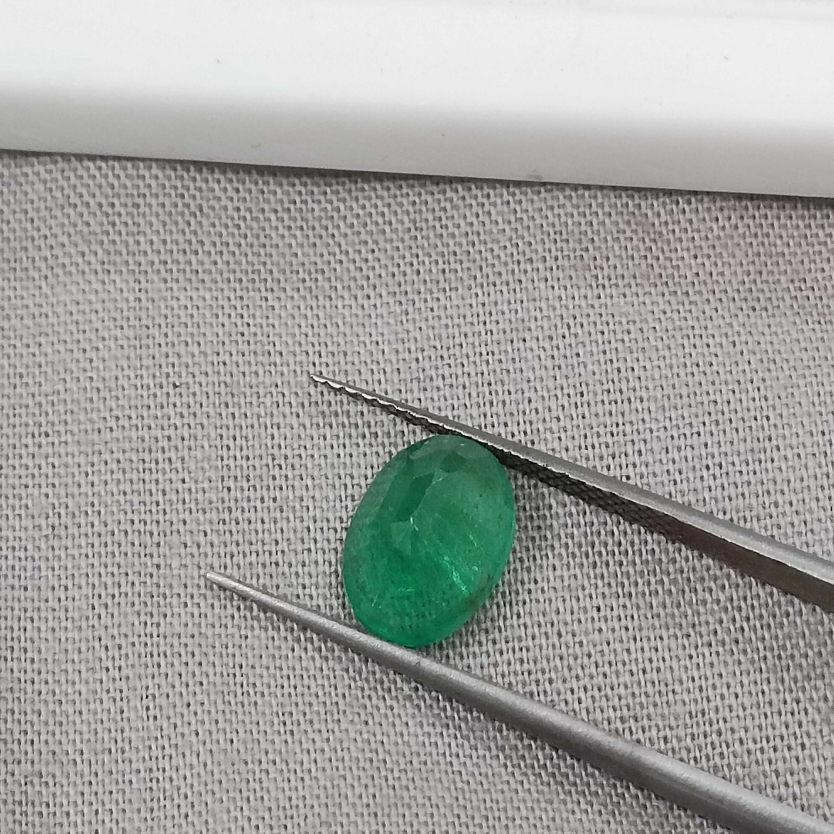 1.87cts certified medium pure green oval cut Zambian emerald 