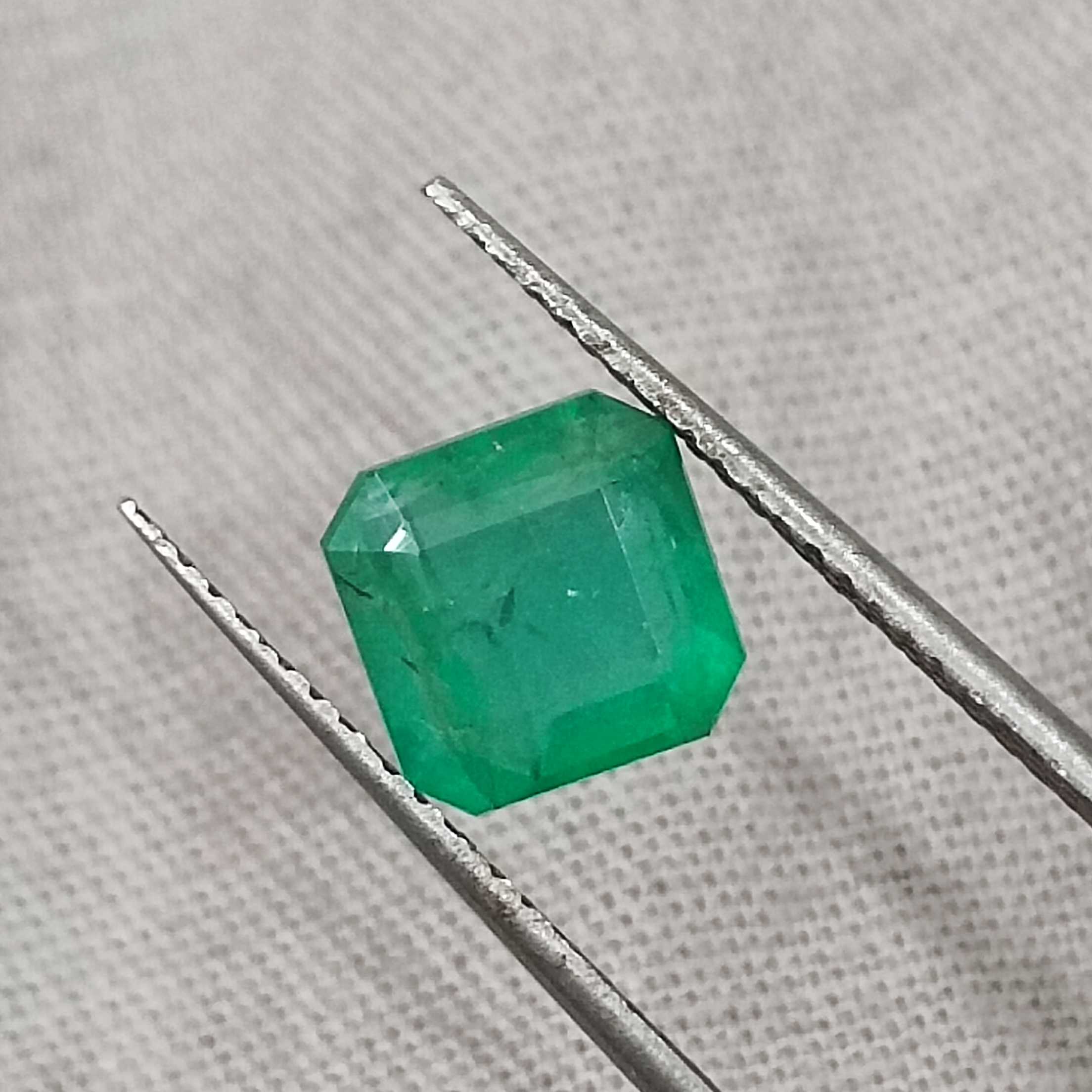 1.69cts certified cool icy green octagon shape Zambia emerald 