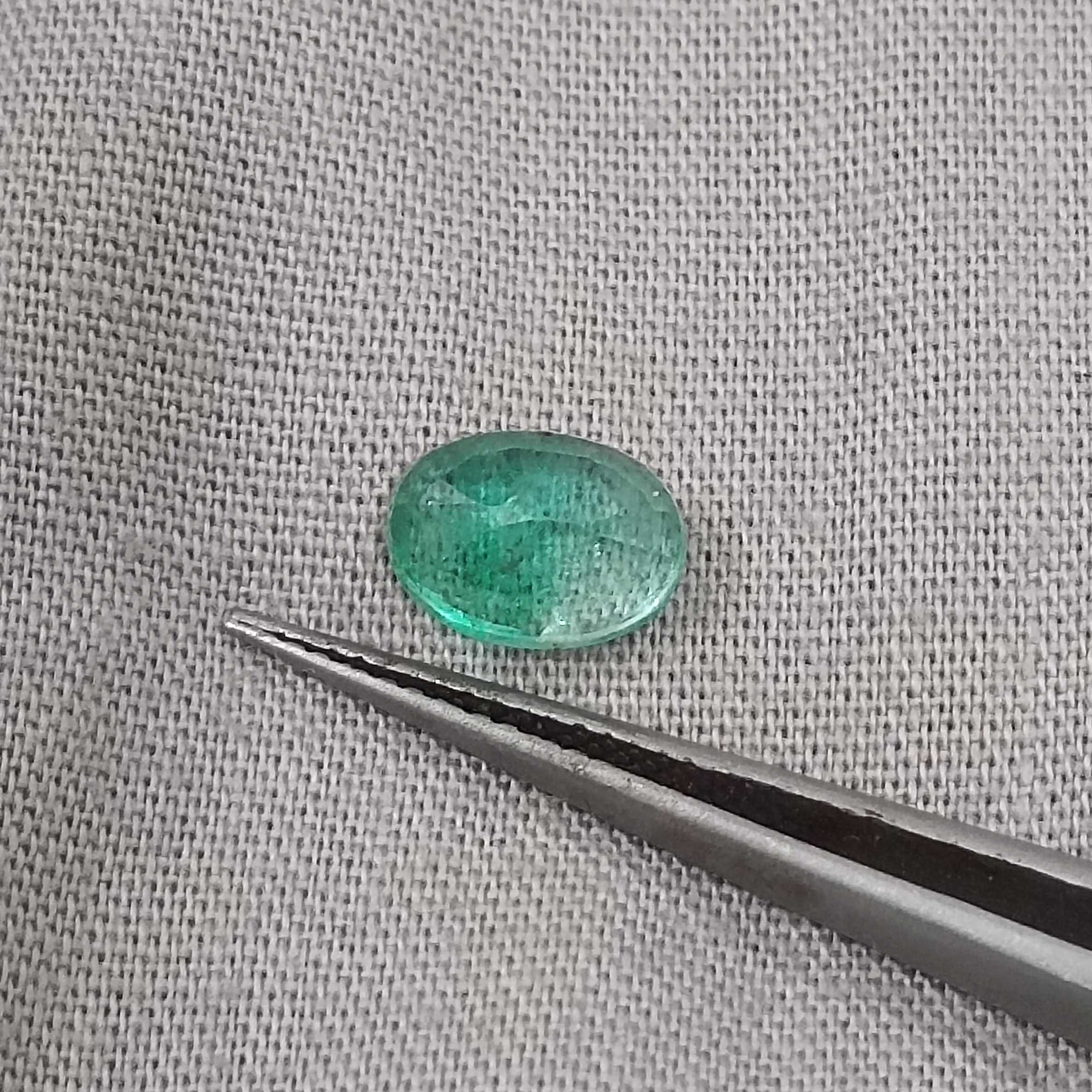 1.42ct certified pastel green oval shaped Ethiopian emerald stone 