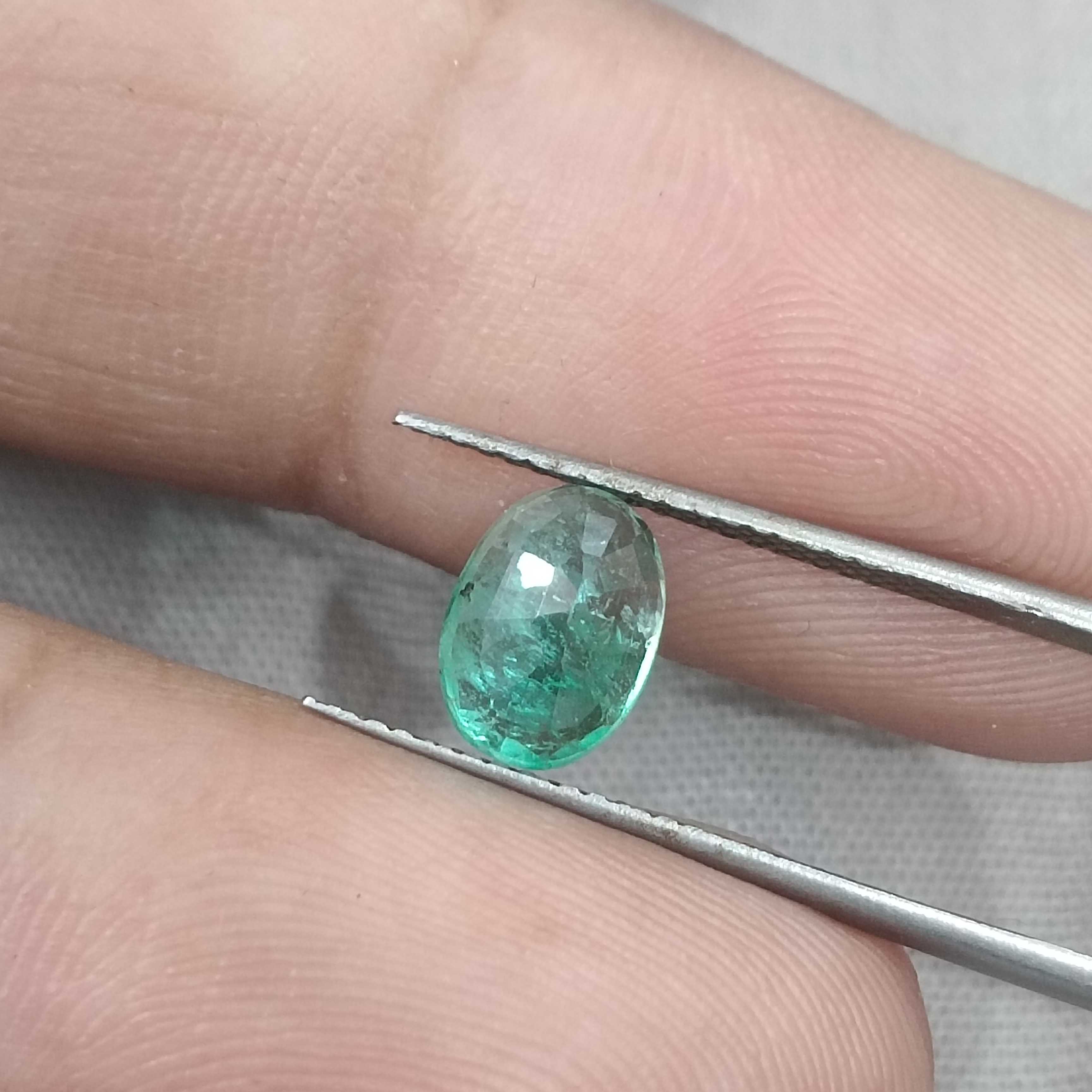 1.42ct certified pastel green oval shaped Ethiopian emerald stone 